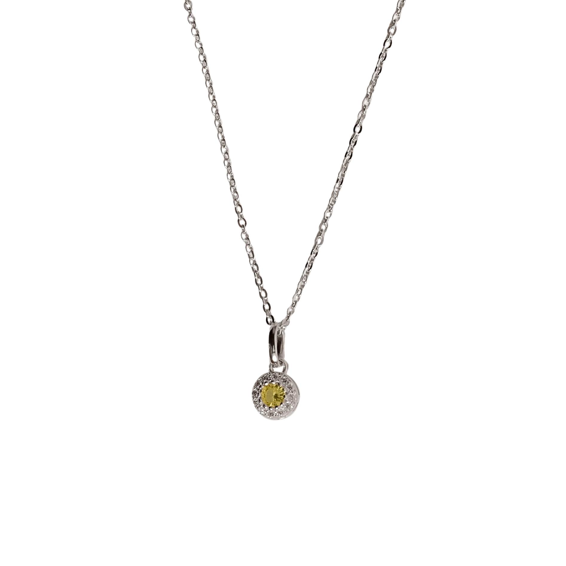 Colar pingente zircônia amarela com cravejado 6mm caixa alta corrente cadeadinho 40cm