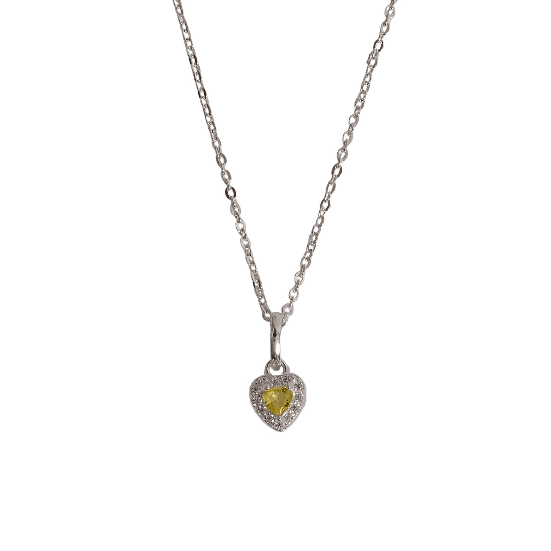 Colar pingente zircônia coração amarela com cravejado 6mm corrente cadeadinho 40cm