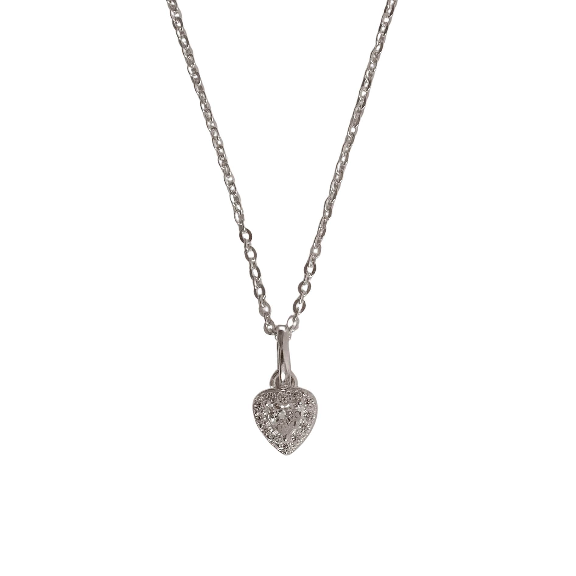 Colar pingente zircônia coração com cravejado 6mm corrente cadeadinho 40cm