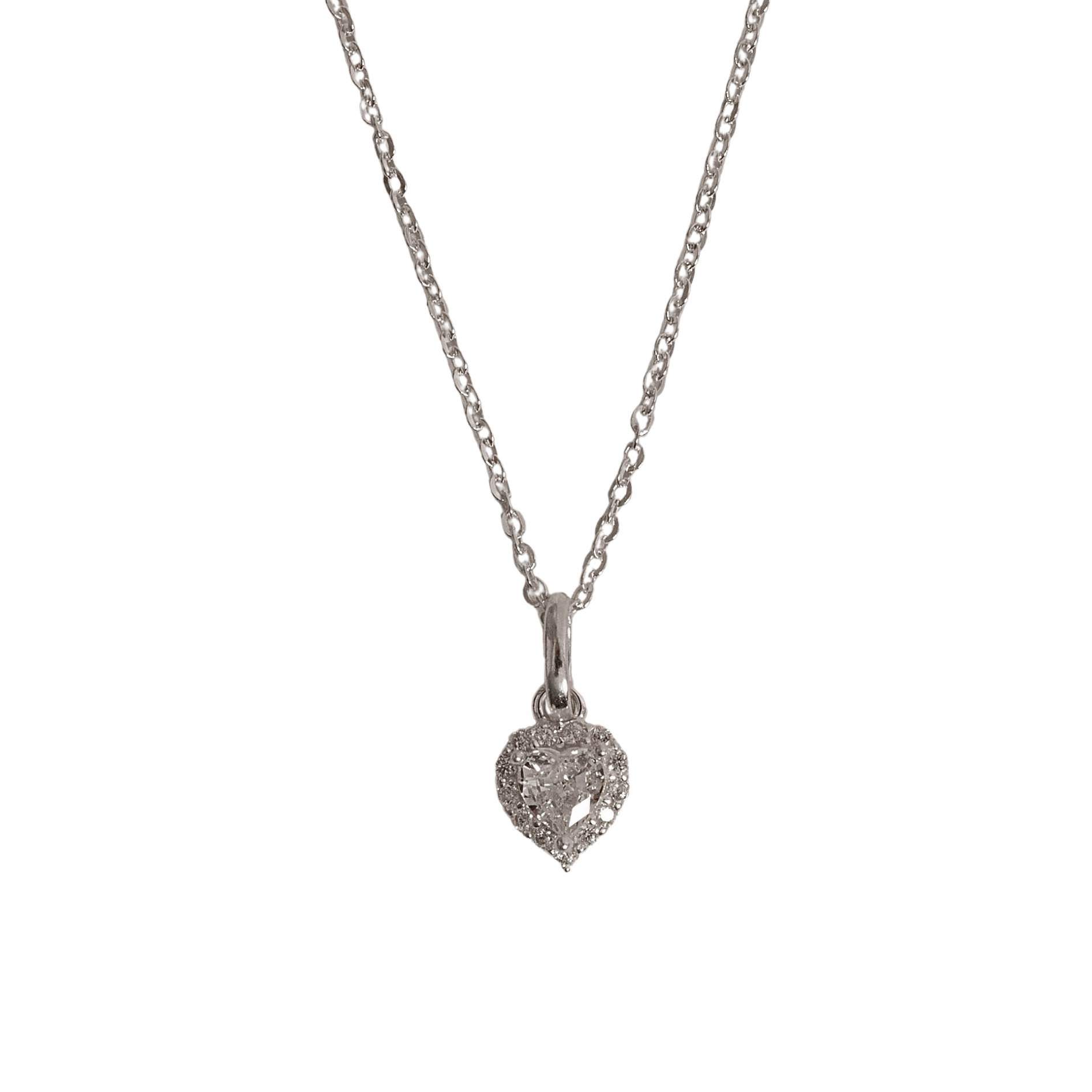 Colar pingente zircônia coração cristal com cravejado 7mm corrente cadeadinho 40cm