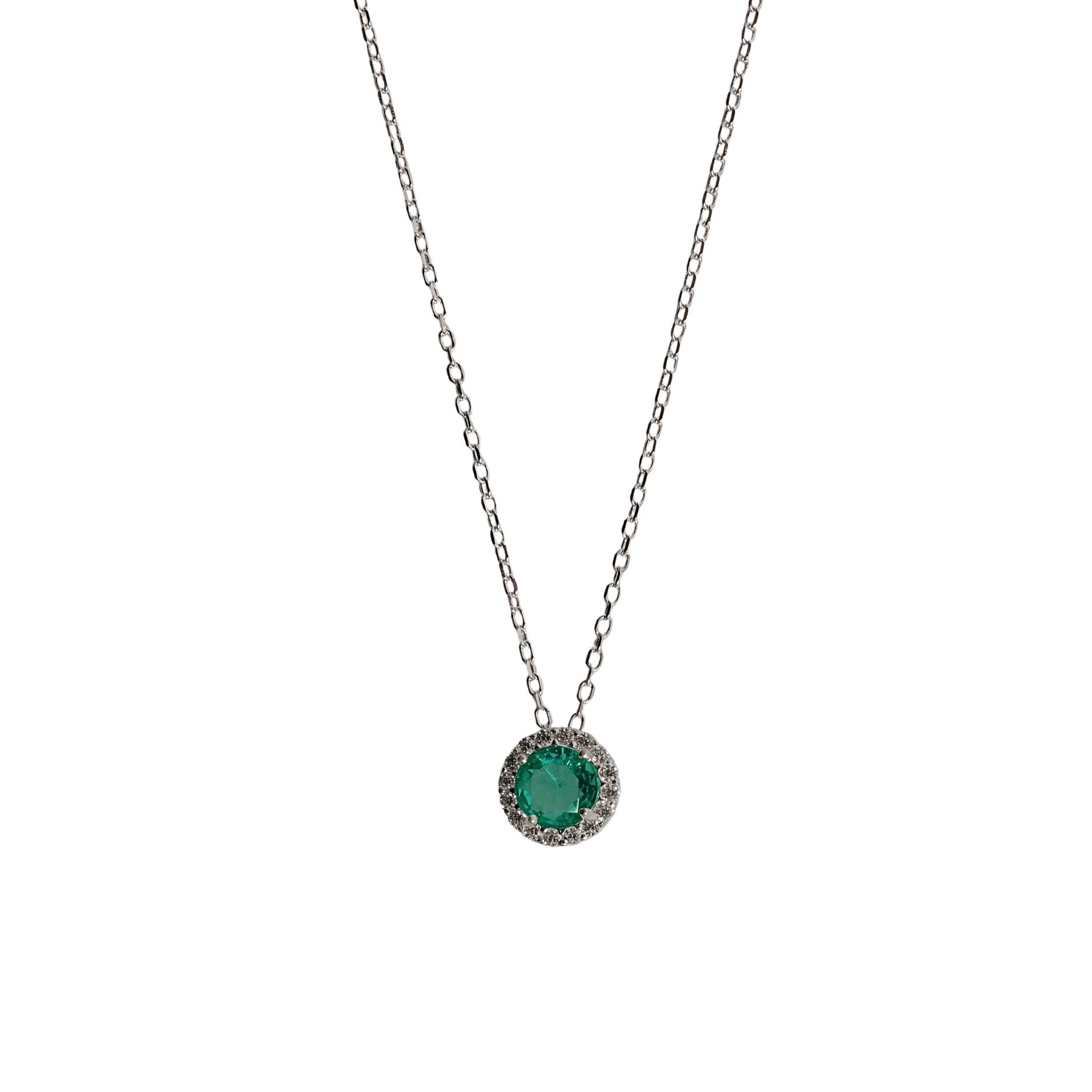 Colar pingente zircônia redonda turmalina com cravejado 8mm corrente cadeado 40+5cm
