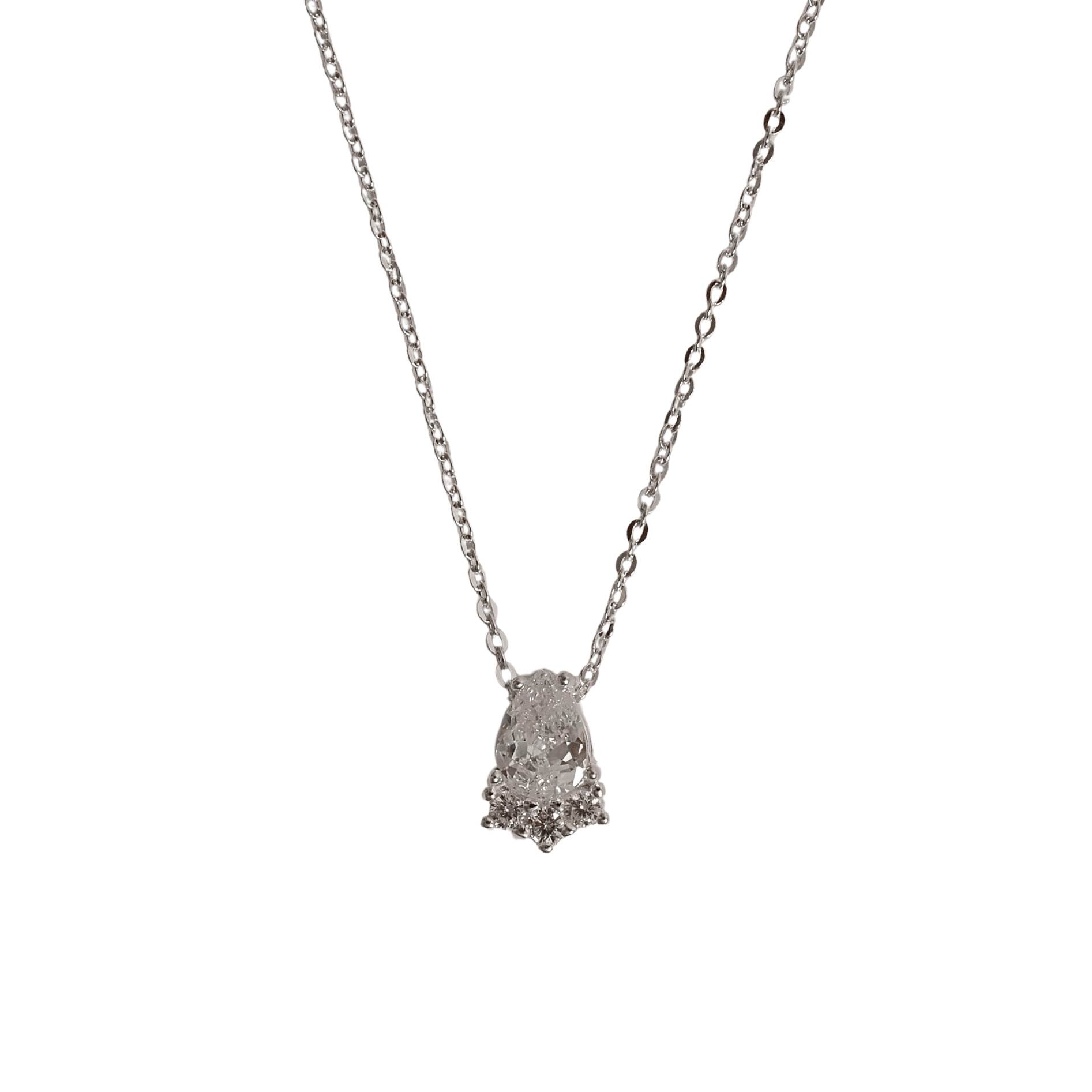 Colar zircônia gota com cravejado 10mm corrente cadeadinho 40cm