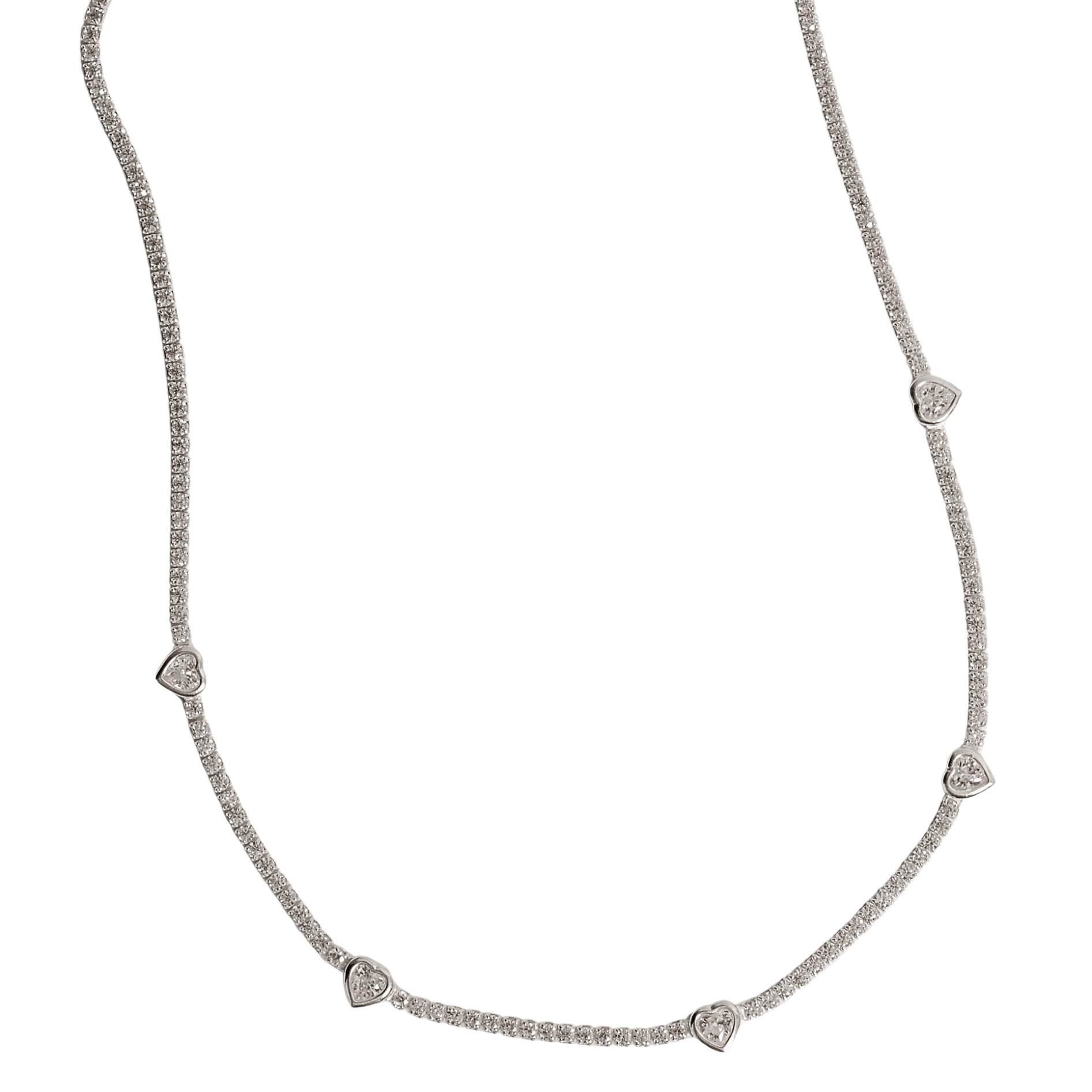 Colar Riviera 2.0 com entremeios zircônias coração 40+5cm