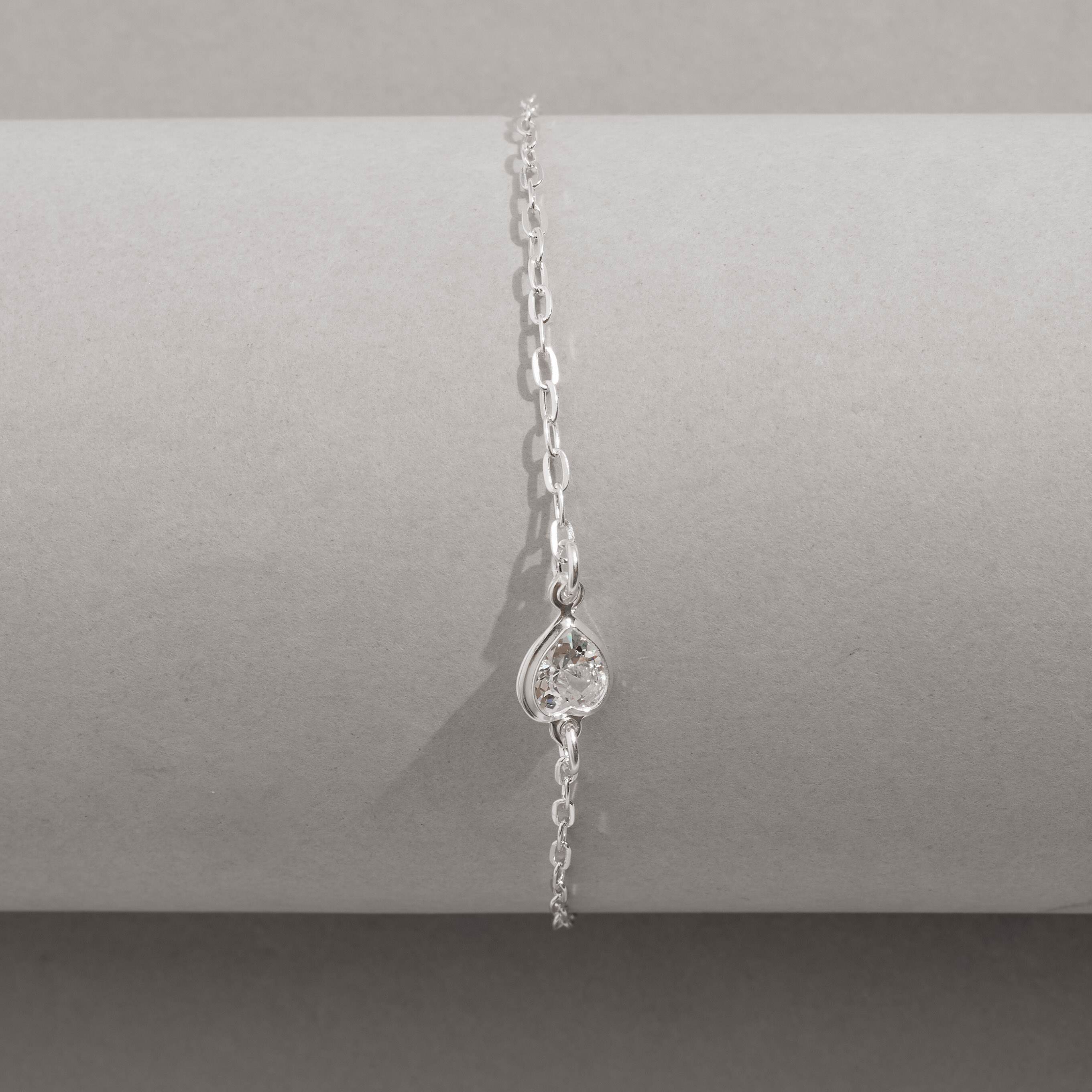 Imagem Secundária Pulseira entremeio zircônia coração cristal 6mm 19cm
