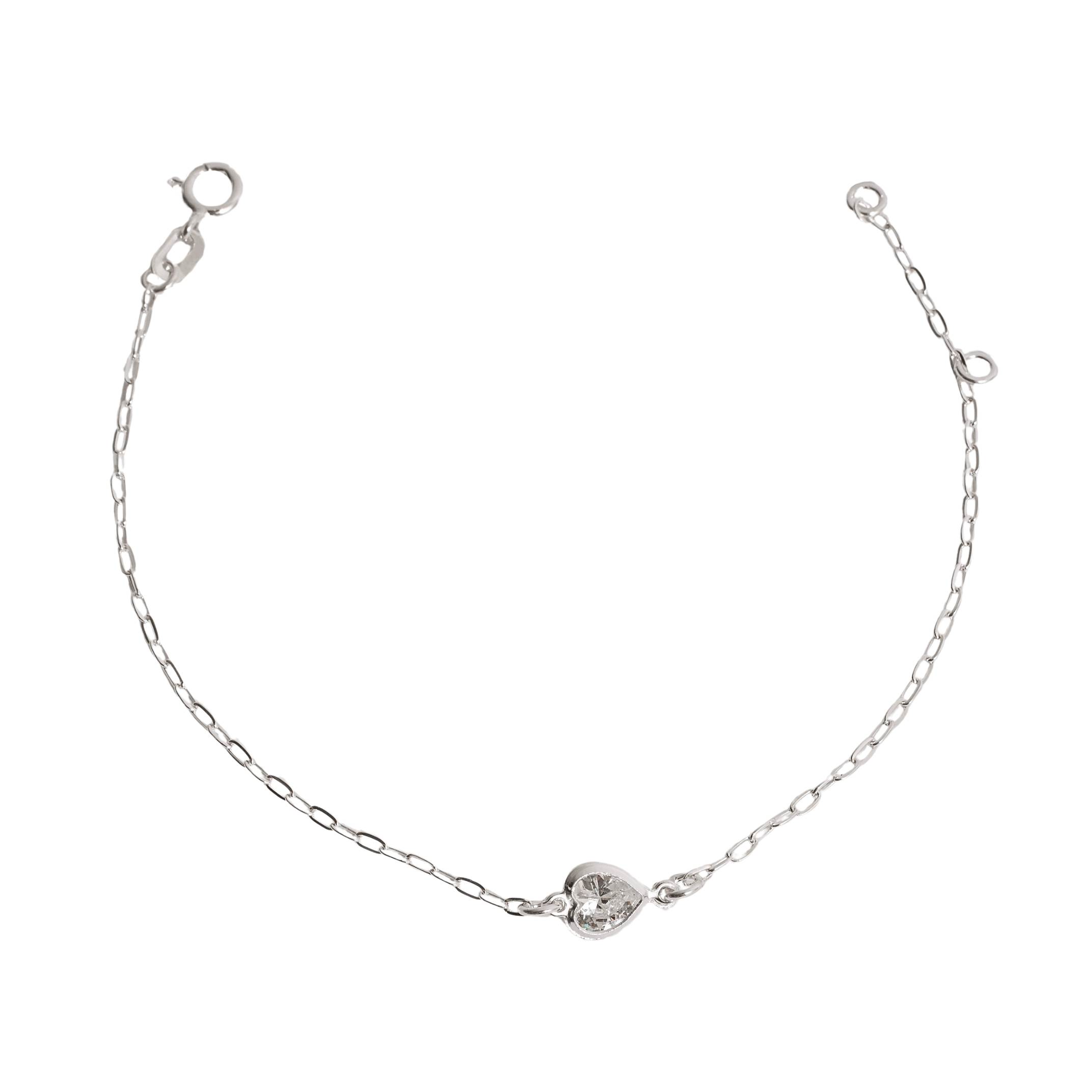 Imagem Pulseira entremeio zircônia coração cristal 6mm 19cm