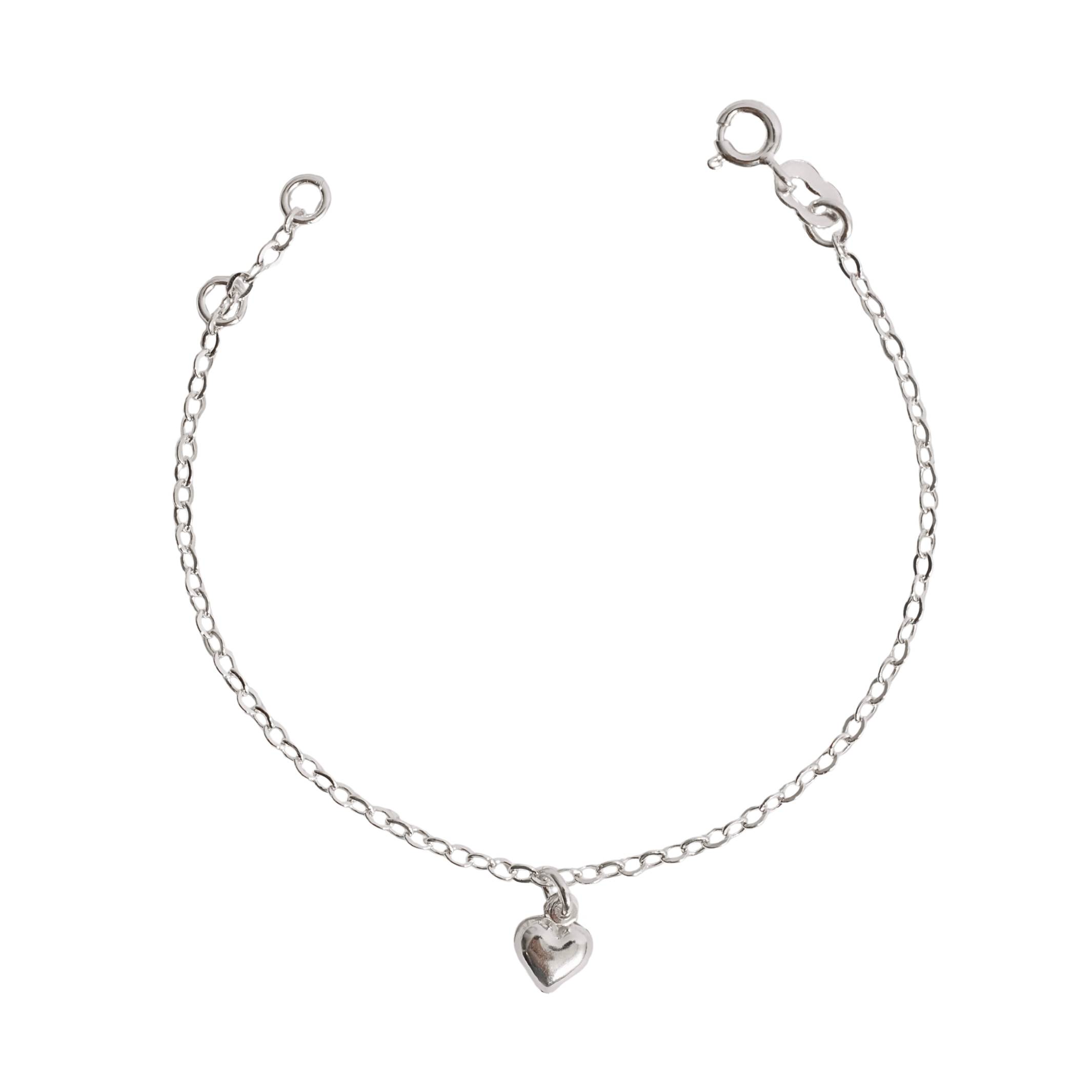 Imagem Pulseira infantil pingente coração 6mm 15cm