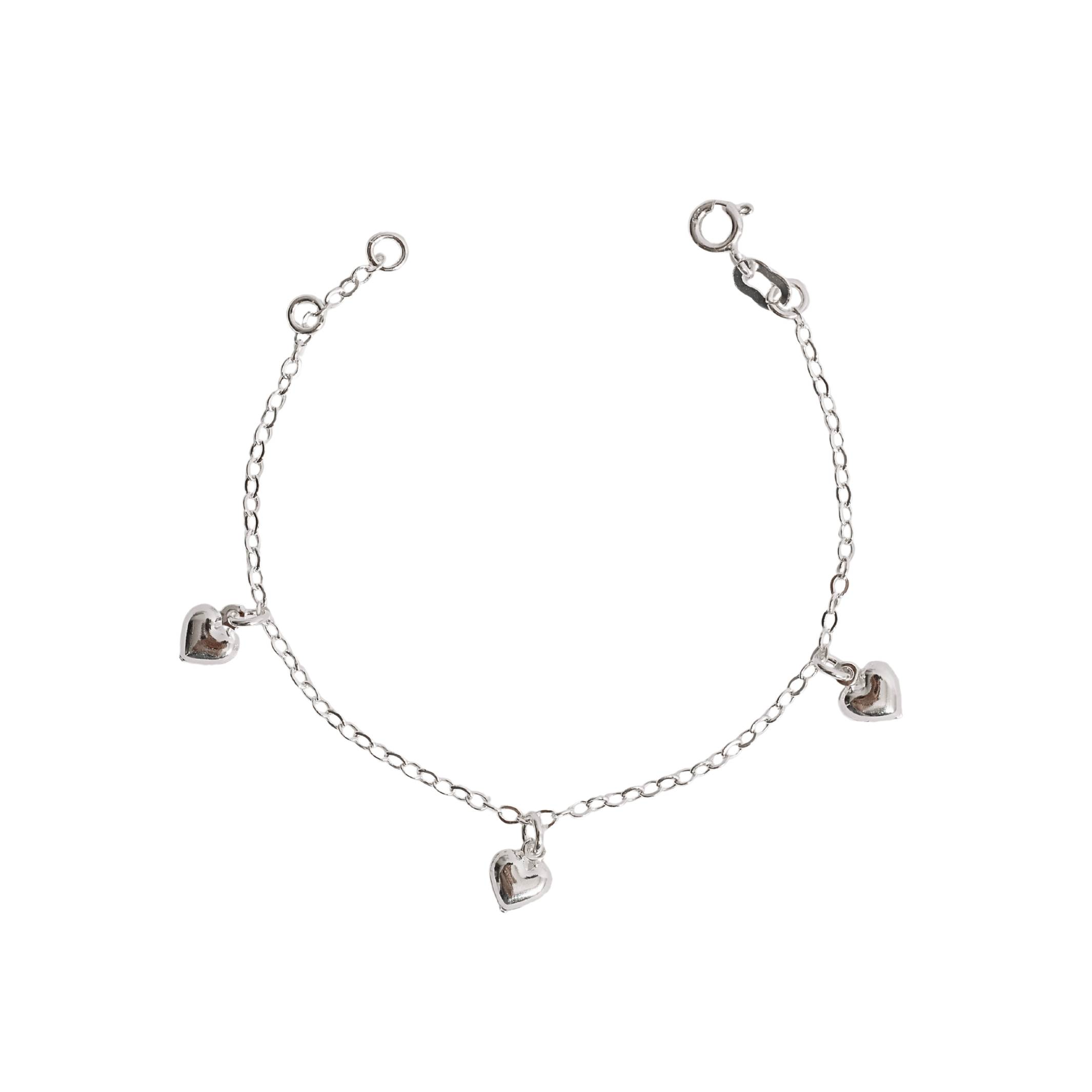 Imagem Pulseira infantil pingentes corações 6mm 15cm