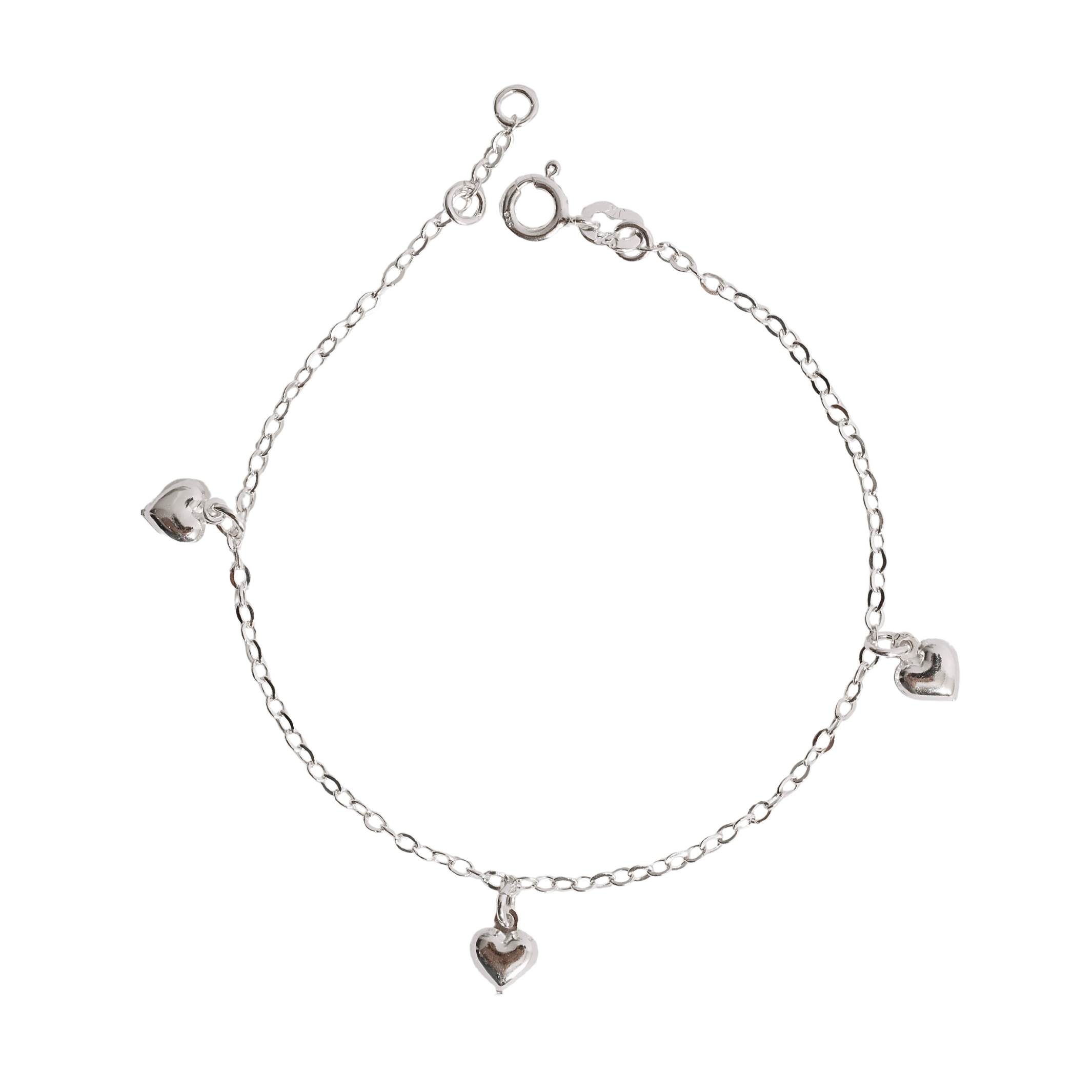 Imagem Pulseira pingentes corações 6mm 19cm