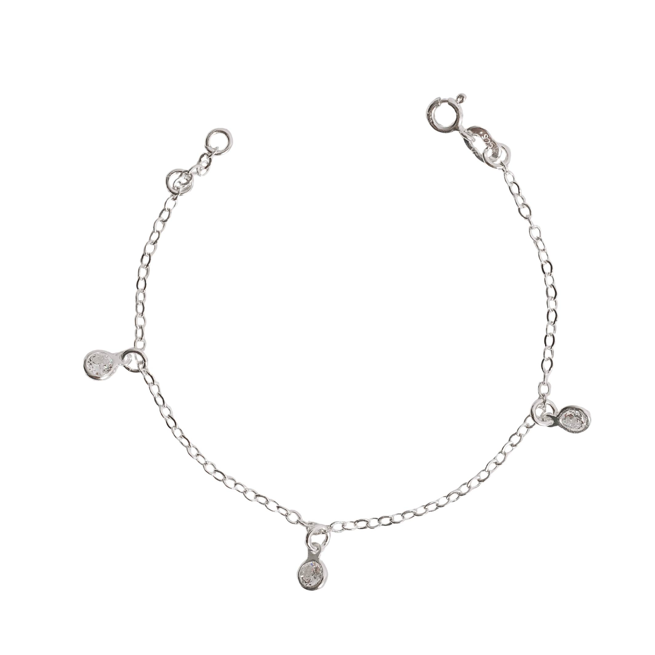 Imagem Pulseira infantil pingentes zircônia cristal 4mm 15cm