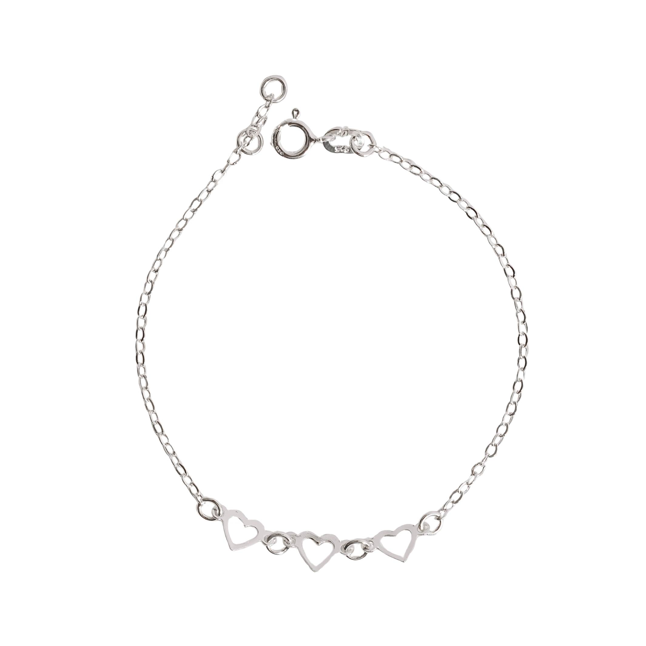 Imagem Pulseira entremeio corações vazados 6mm 19cm