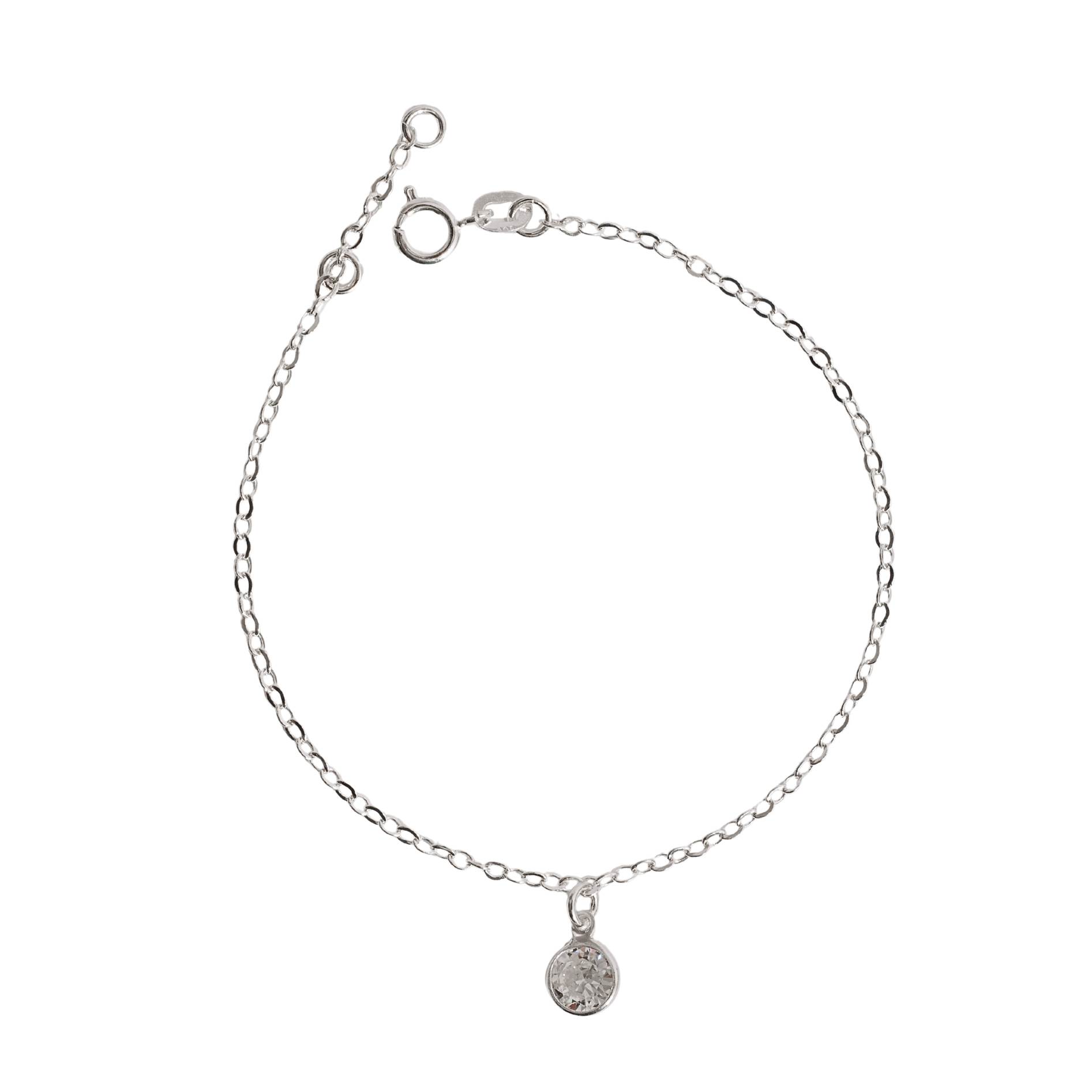 Imagem Pulseira pingente zircônia redonda 7mm 19cm