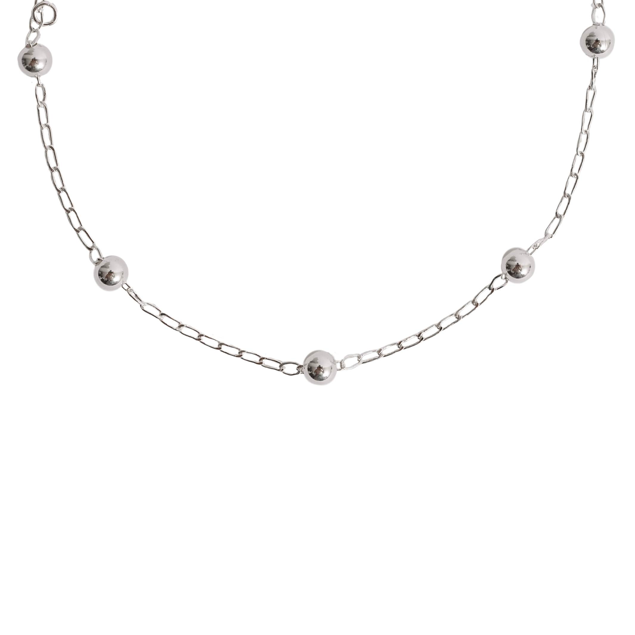 Imagem Pulseira entremeios bolas 5mm corrente 1x1 19cm