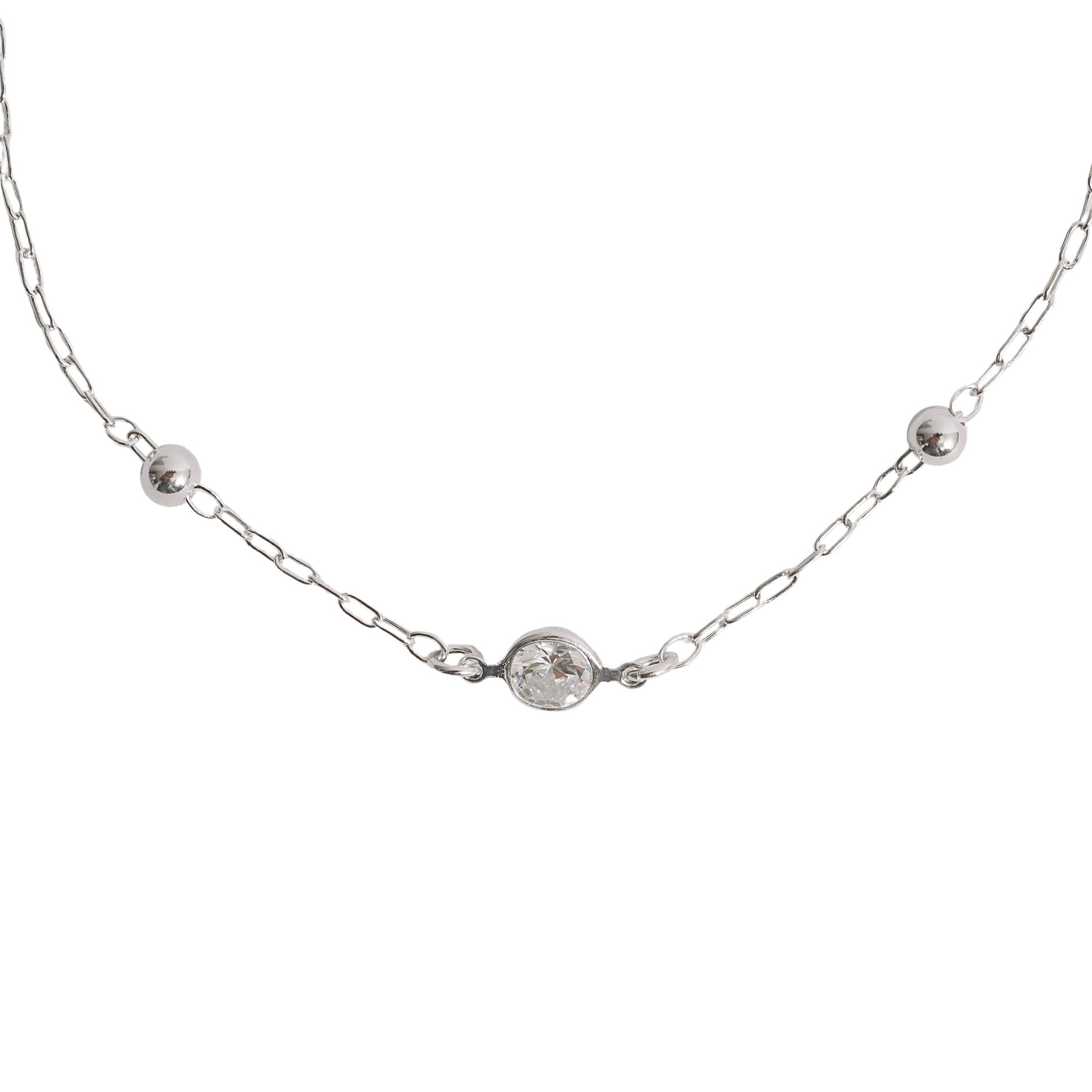 Imagem Pulseira entremeios bolas 4mm e zircônia 7mm corrente cartier 19cm