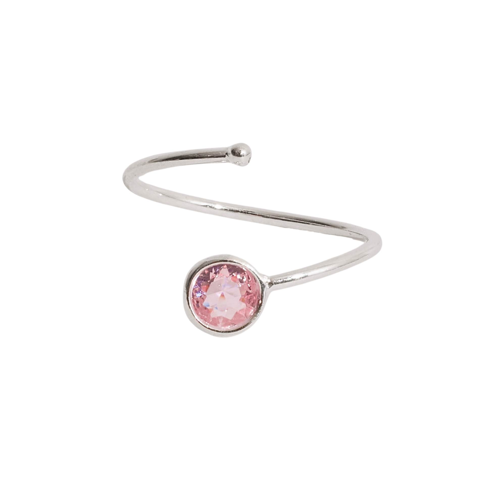 Imagem Anel bola e zircônia rosa 5mm regulável P