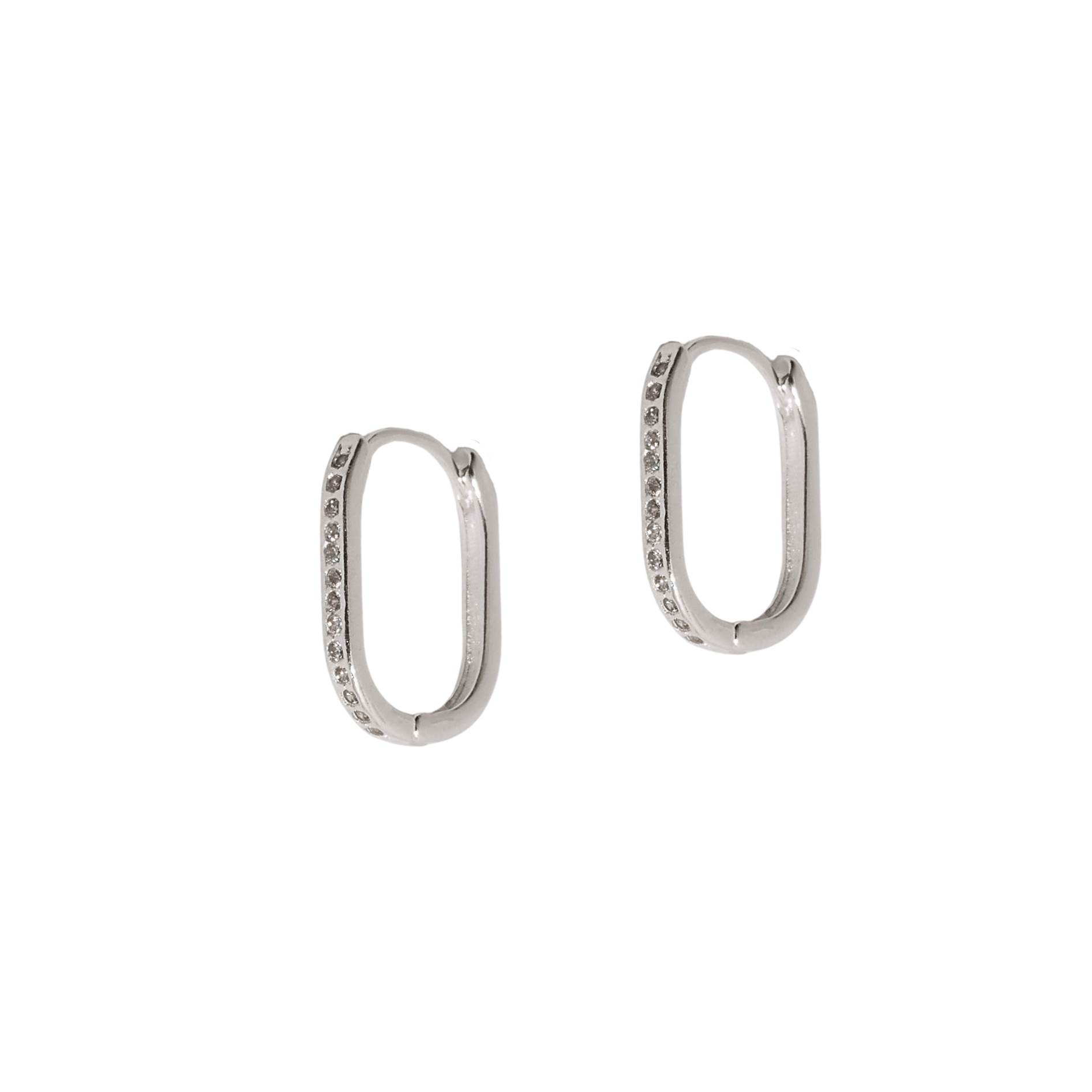 Argola click retangular com cravejado 15mm