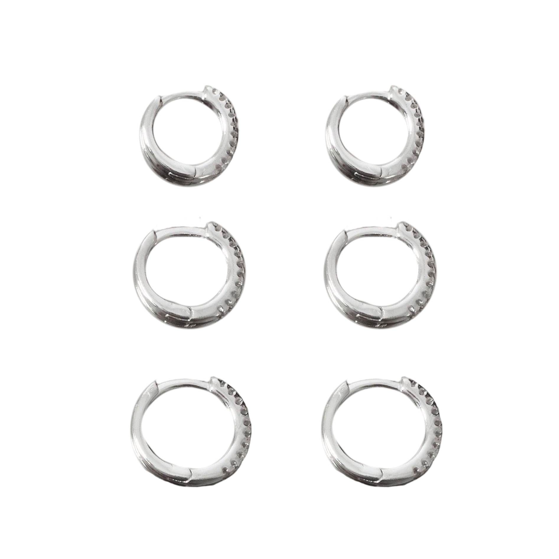 Trio argolas click 10, 11, e 12mm cravejadas