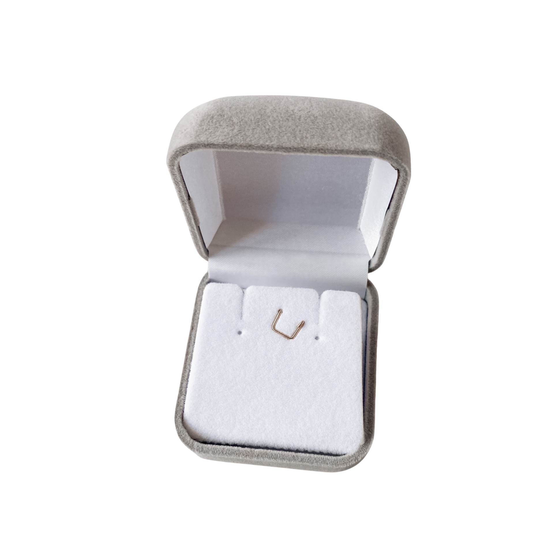 Porta joias colar ou brinco cinza interior branco
