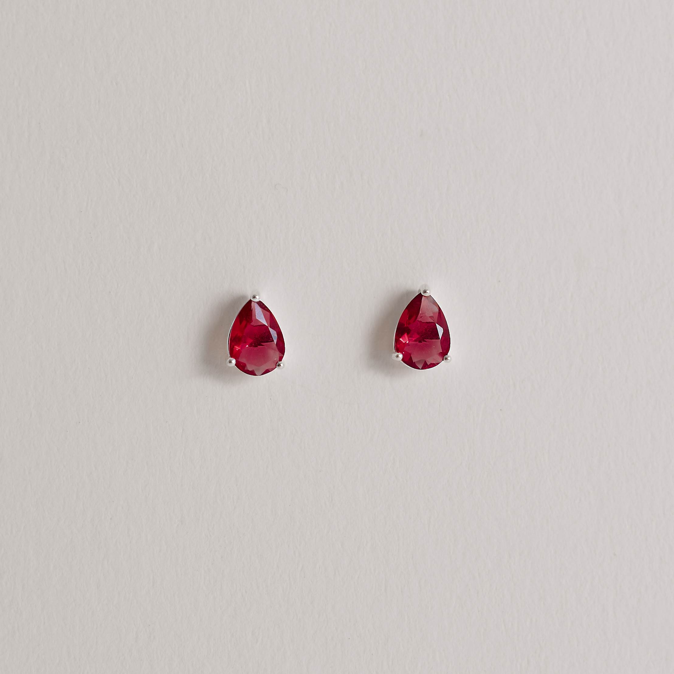 Imagem Secundária Conjunto brinco e colar zircônia gota rubi 6x4mm 40cm