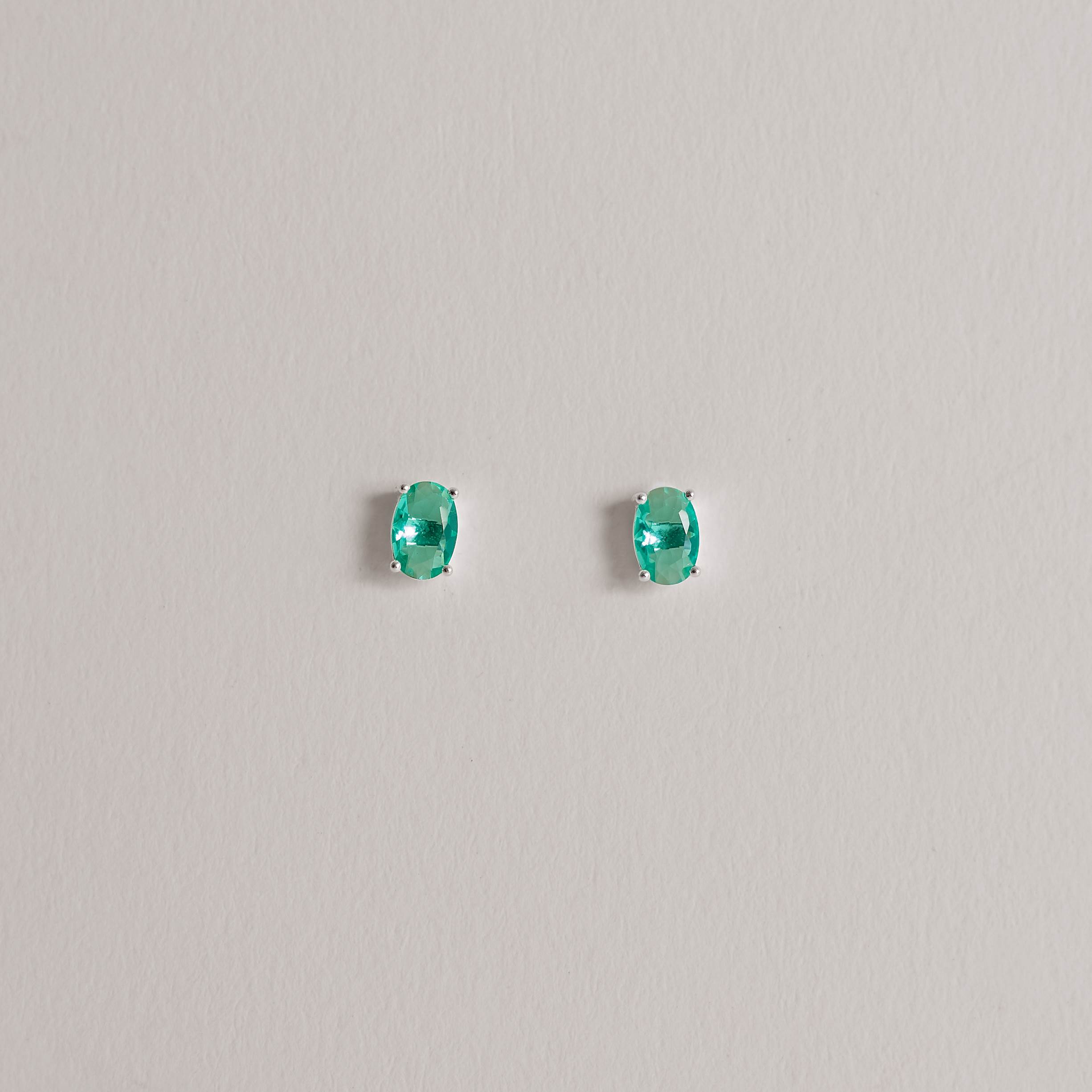 Imagem Secundária Conjunto brinco e colar zircônia oval turmalina 6x4mm 45cm