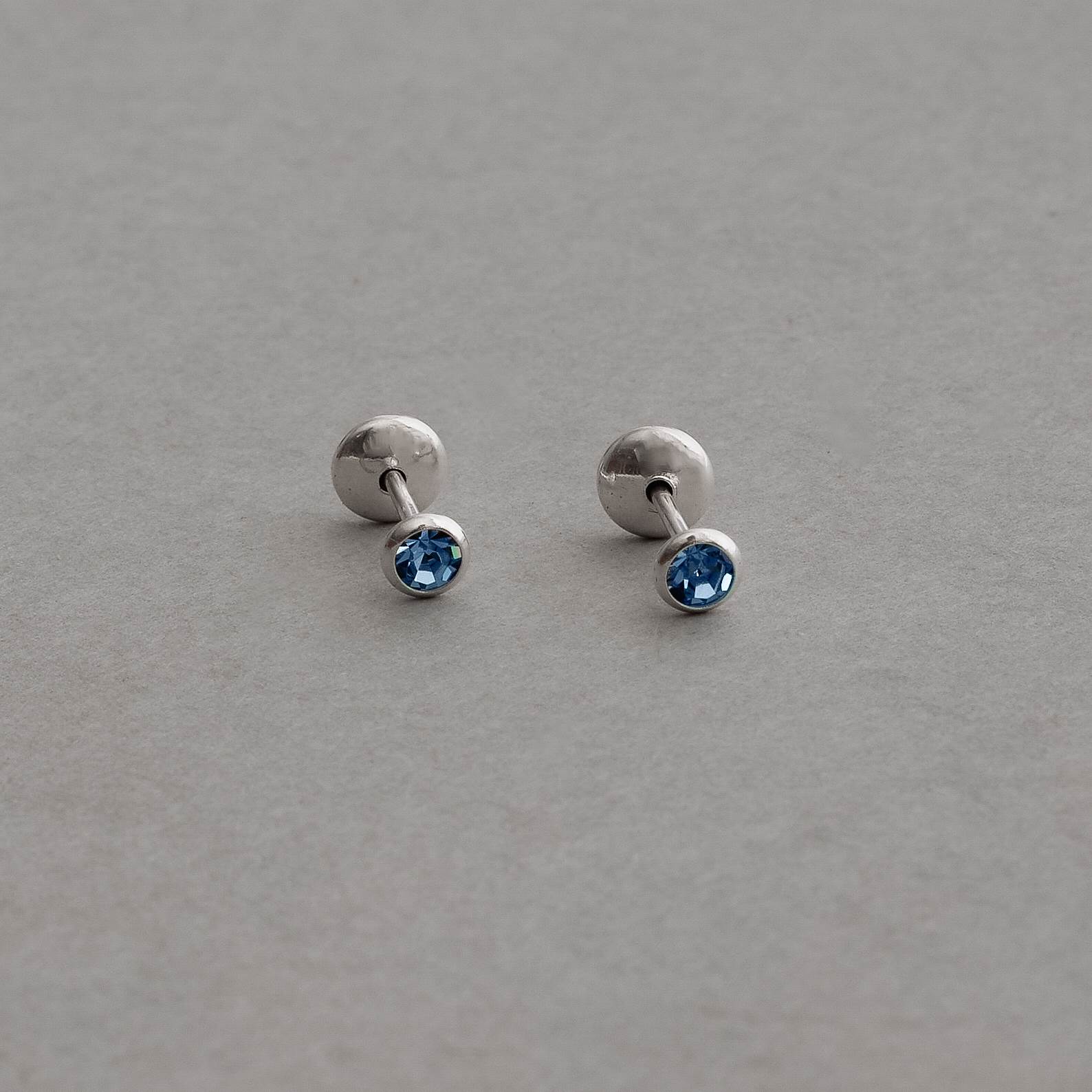 Imagem Secundária Brinco infantil zircônia azul 3mm tarraxa baby - CI