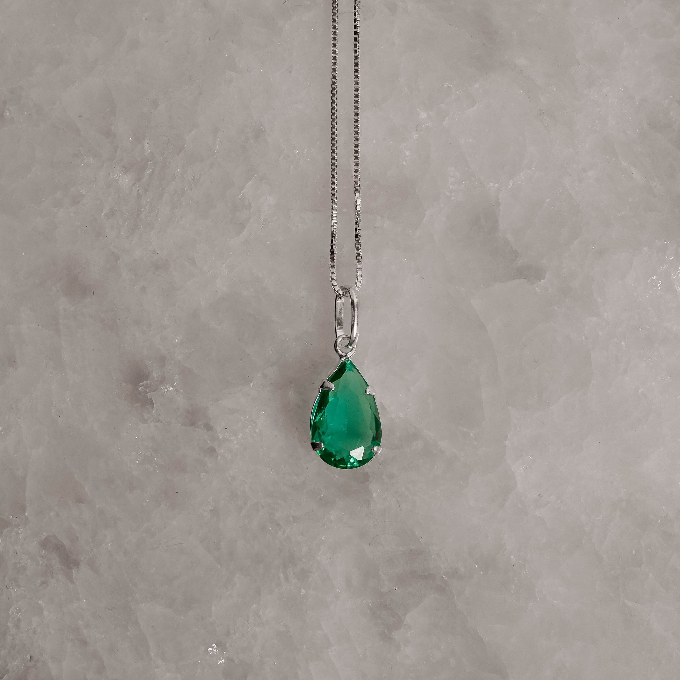 Imagem Secundária Colar pingente zircônia gota turmalina 12mm 45cm