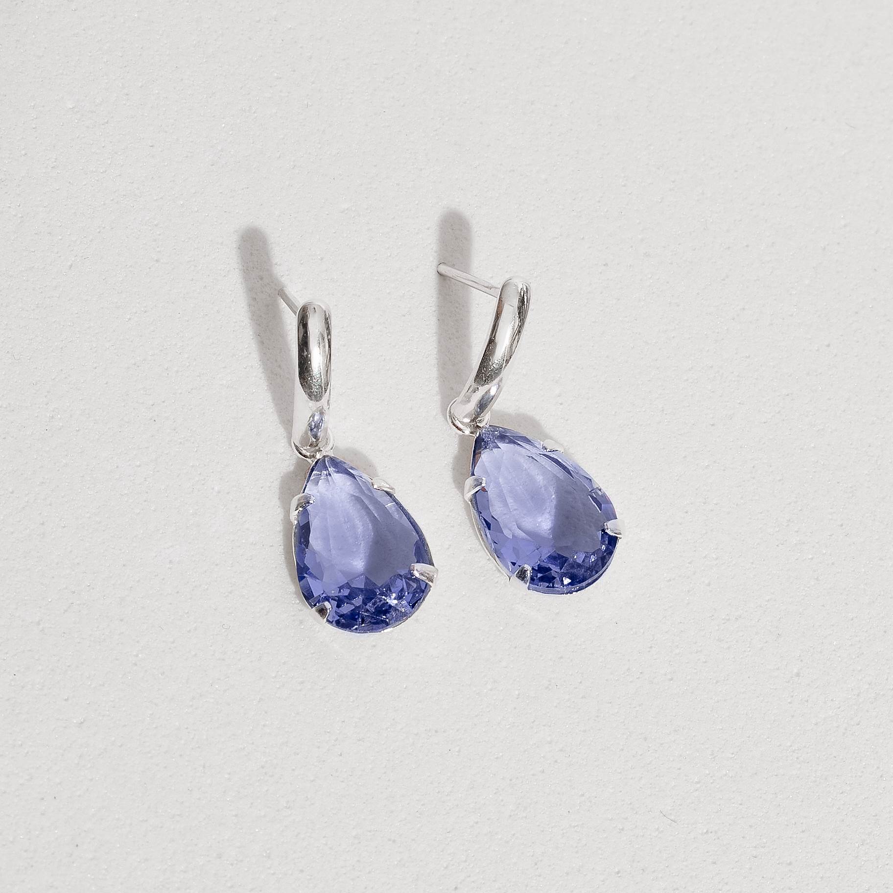 Imagem Secundária Brinco base com zircônia gota roxo 12mm