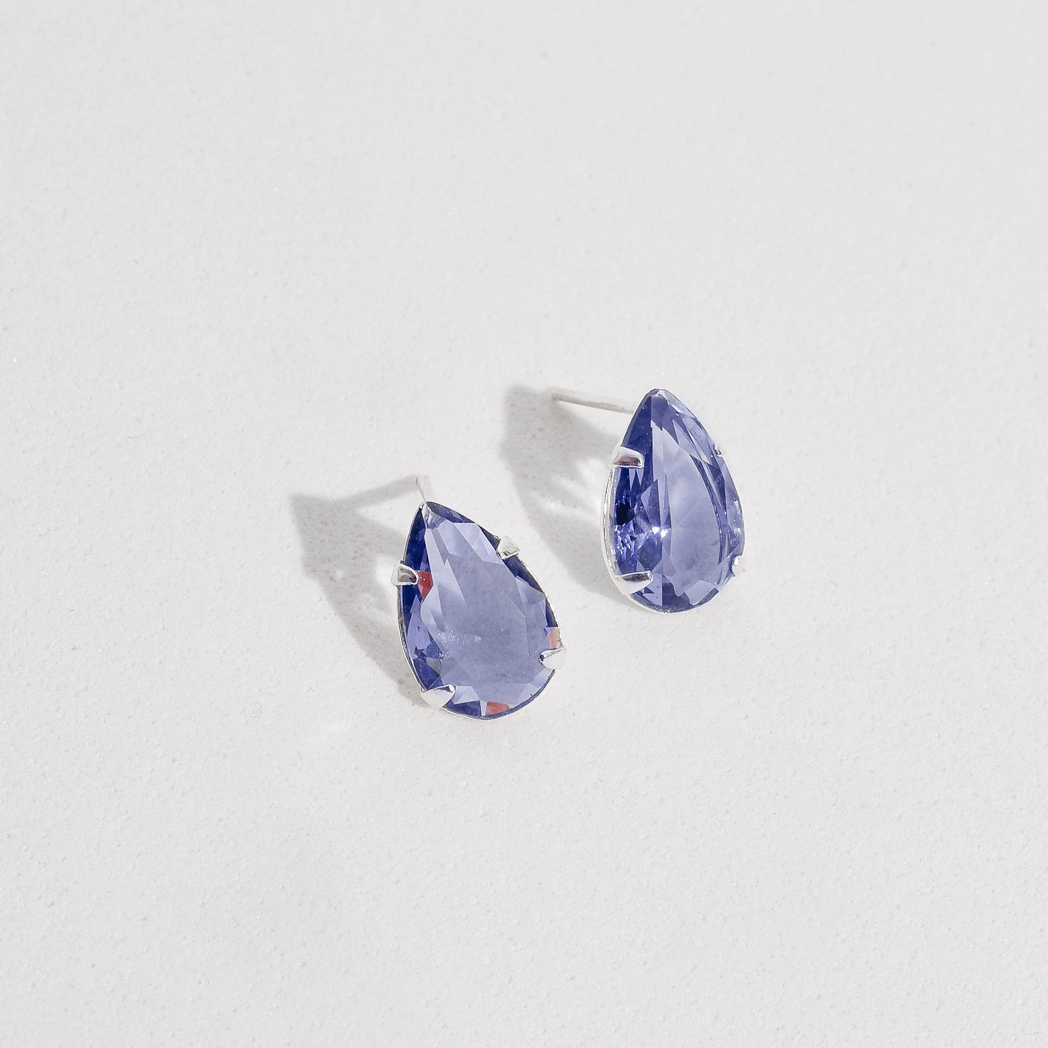 Imagem Secundária Brinco zircônia gota roxo 12mm
