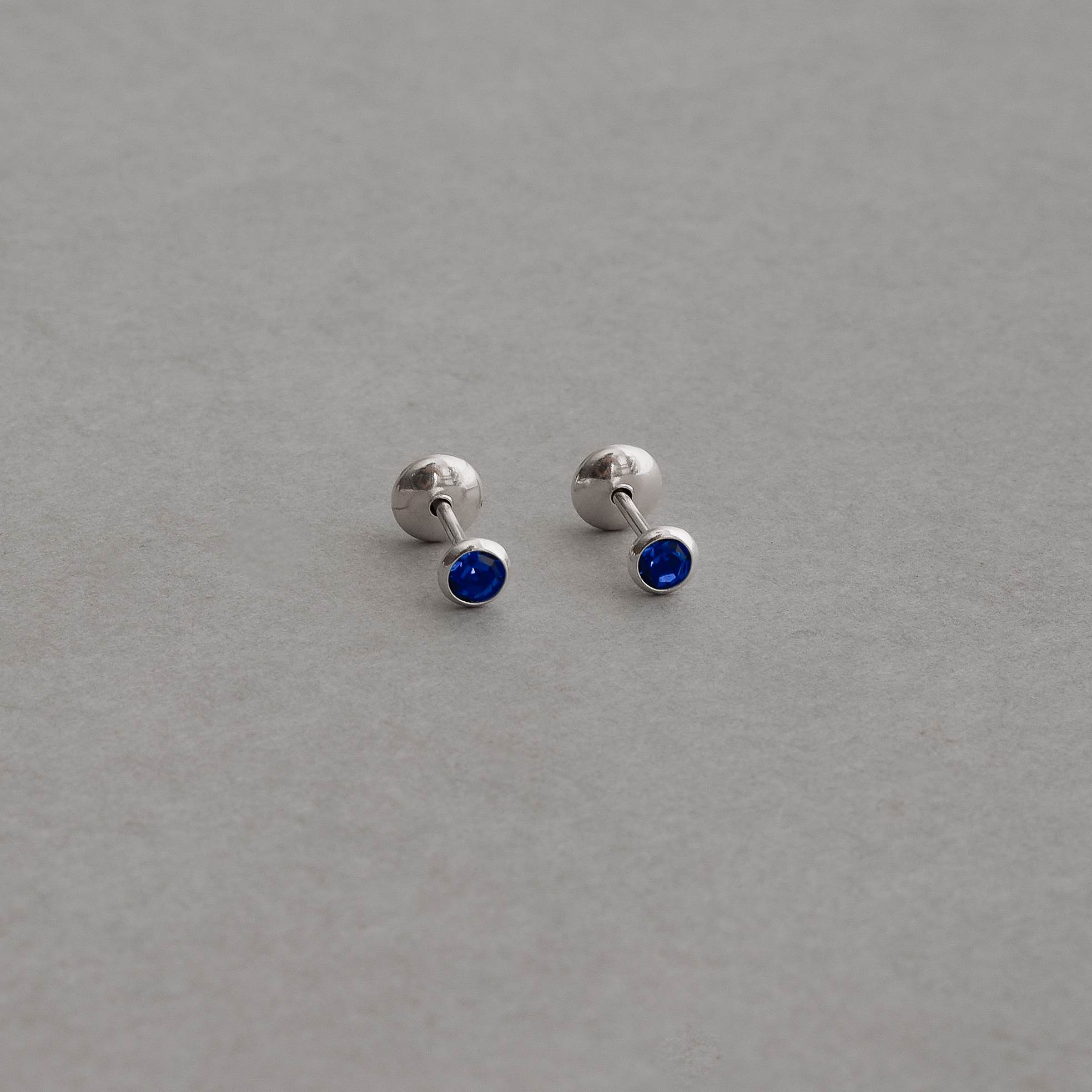 Imagem Secundária Brinco infantil zircônia azul bic 3mm tarraxa baby - CI