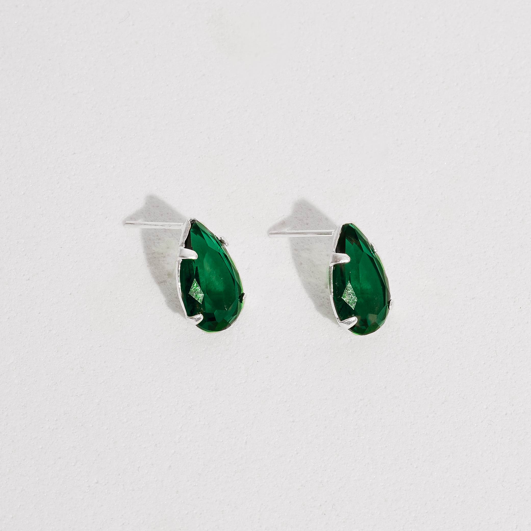 Imagem Secundária Brinco zircônia gota esmeralda 12mm