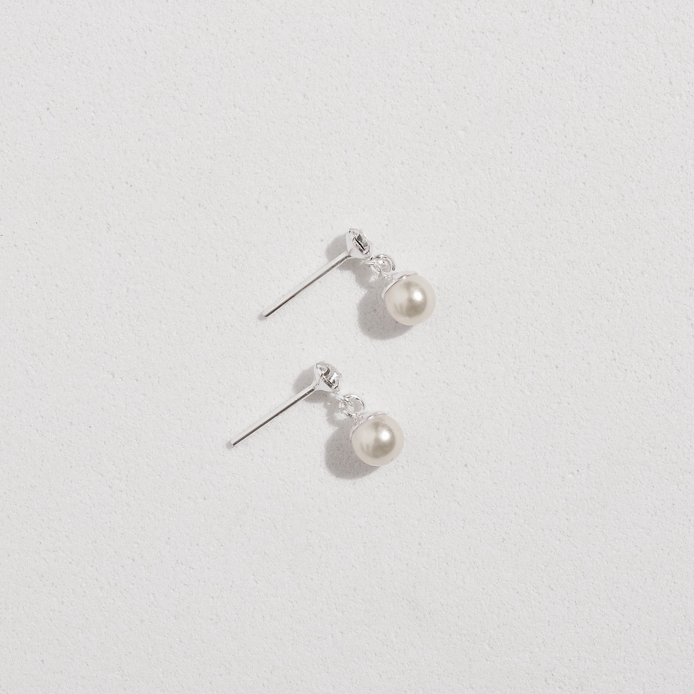 Imagem Secundária Brinco zircônia cristal 3mm pingente pérola 5mm