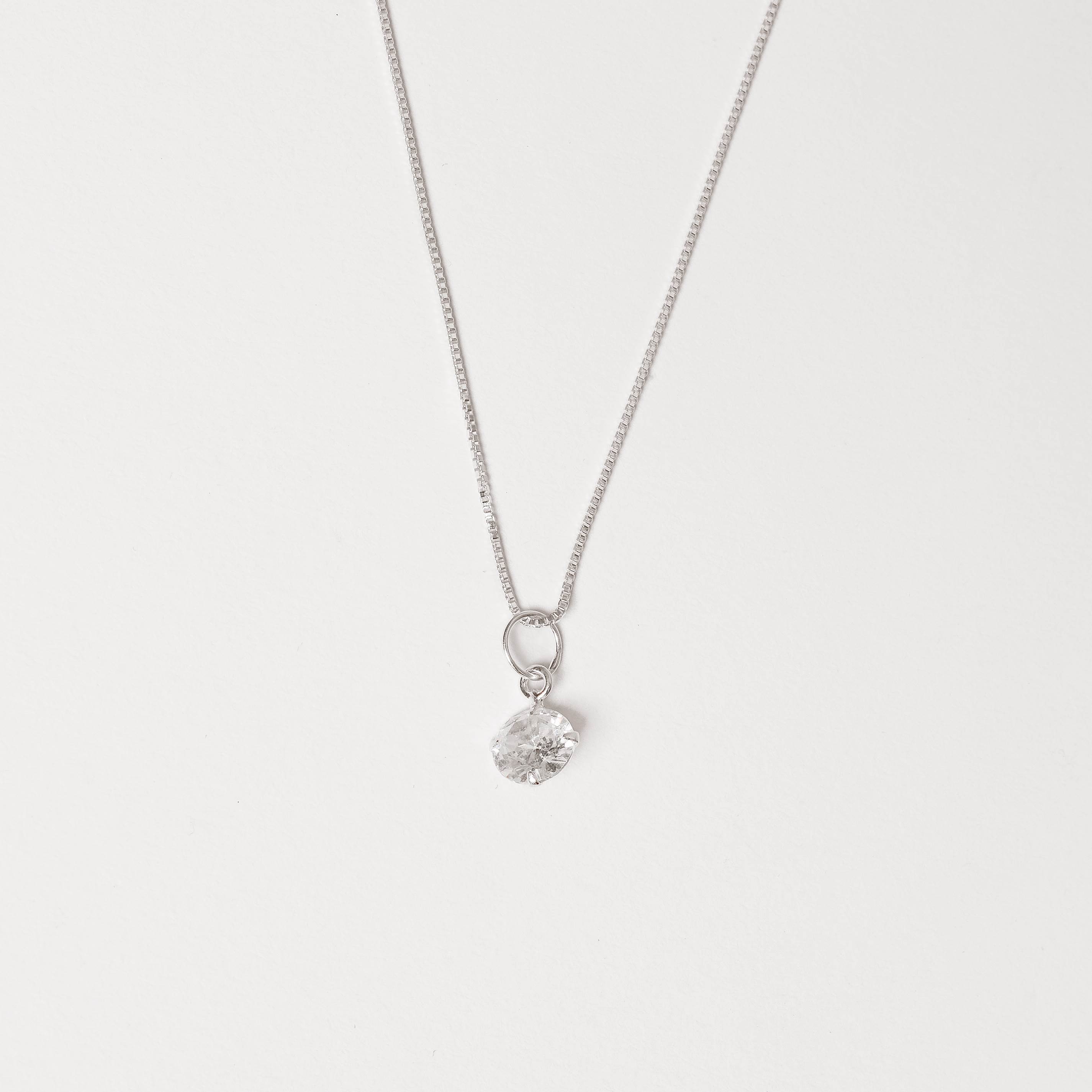 Imagem Colar pingente zircônia redonda cristal 6mm 40cm