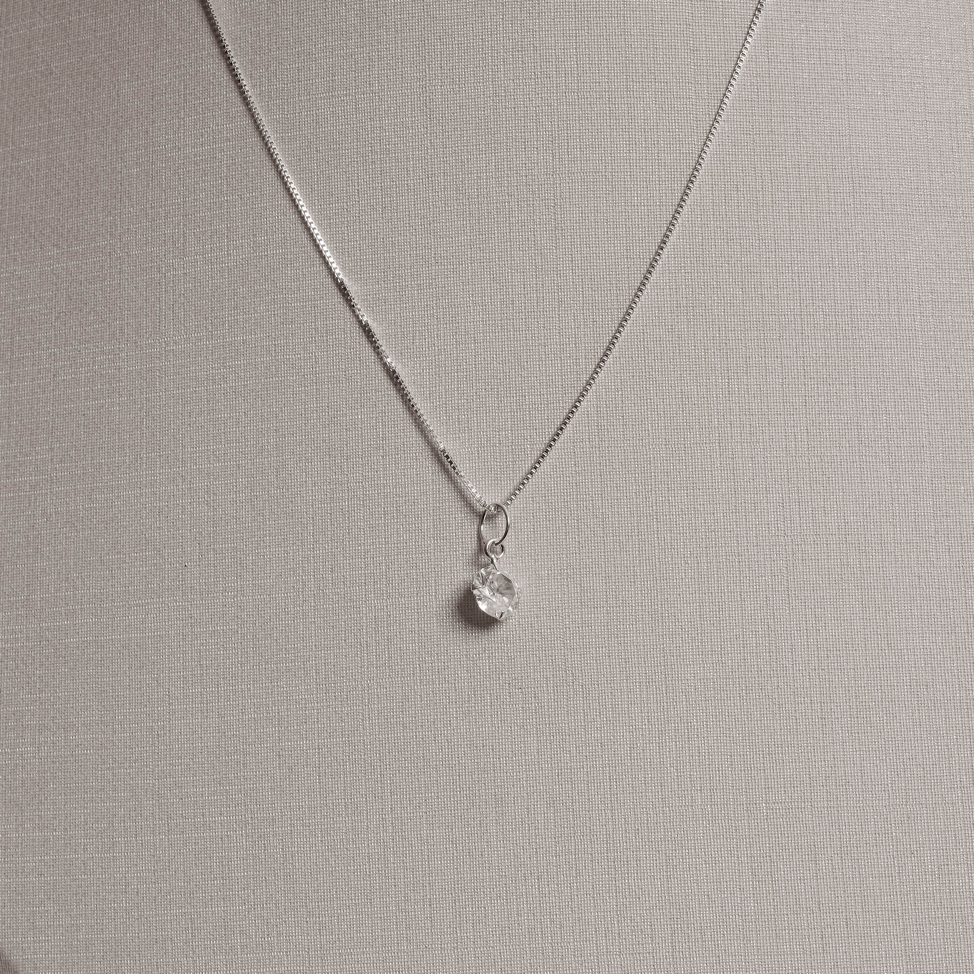 Imagem Secundária Colar pingente zircônia redonda cristal 6mm 40cm