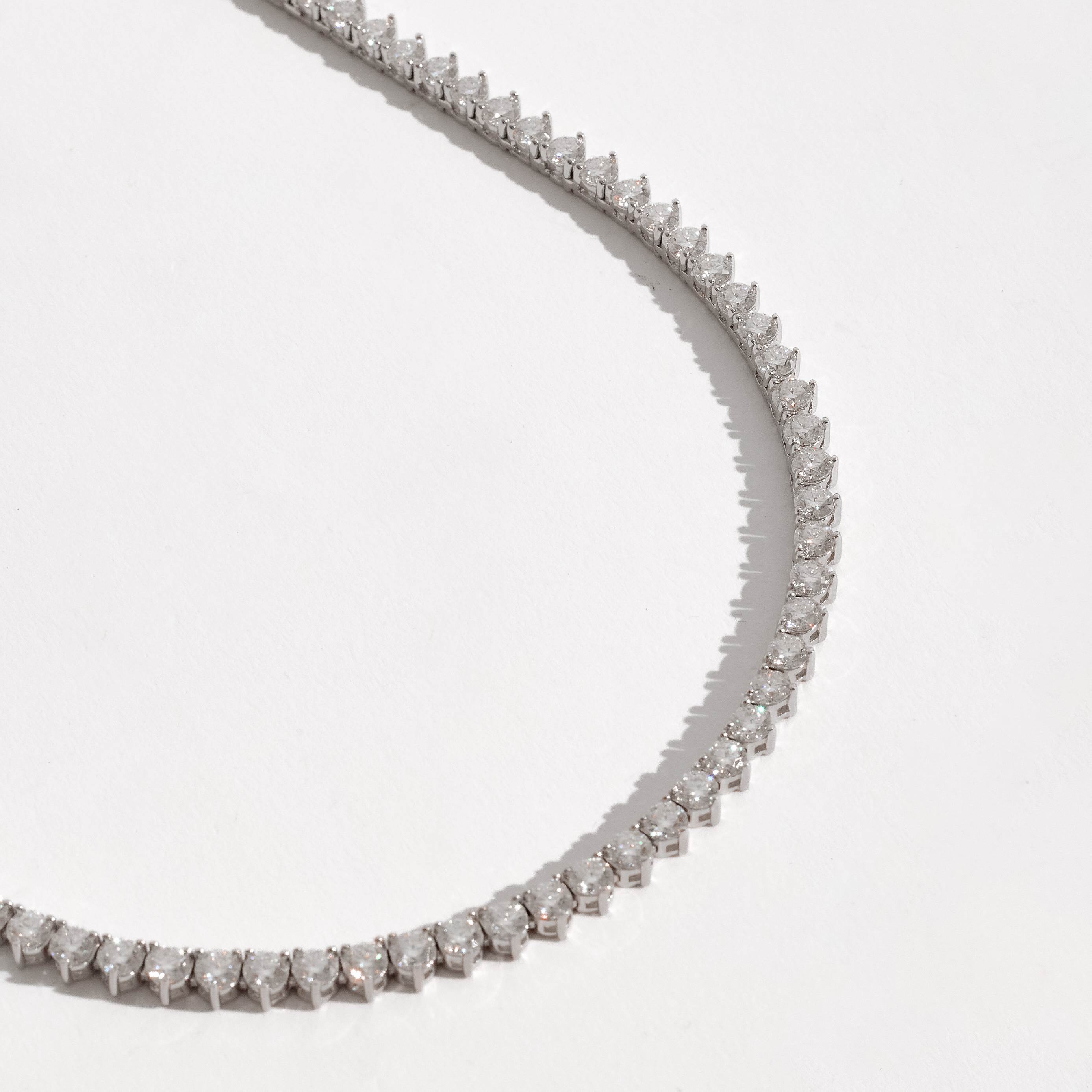 Colar Riviera 3 pontas moissanite 3mm 42cm fecho gaveta