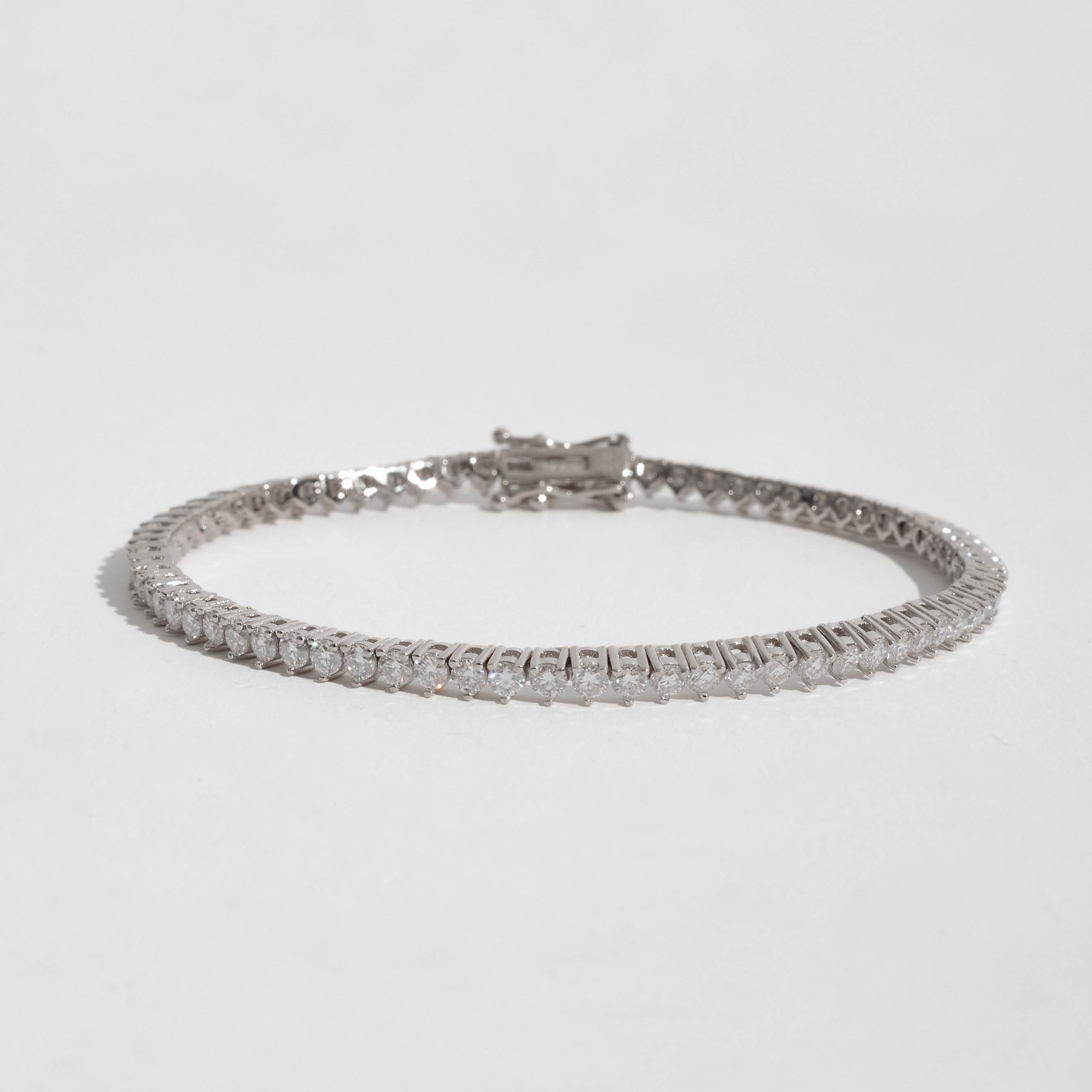 Imagem Pulseira Riviera 3 pontas moissanite 2.5mm 19cm fecho gaveta