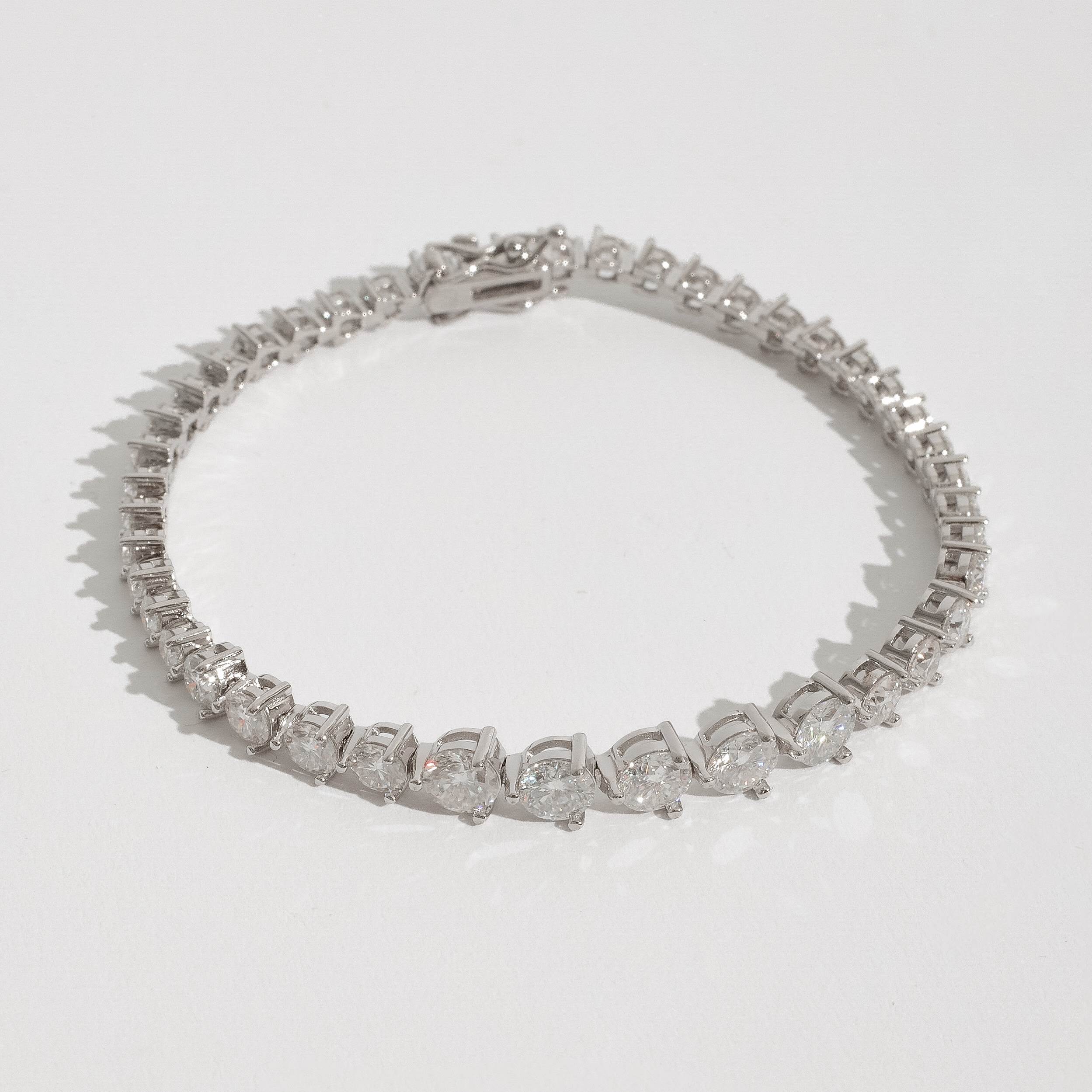 Imagem Pulseira Riviera 3 pontas moissanite degradê 3, 4 e 5mm 18cm fecho gaveta
