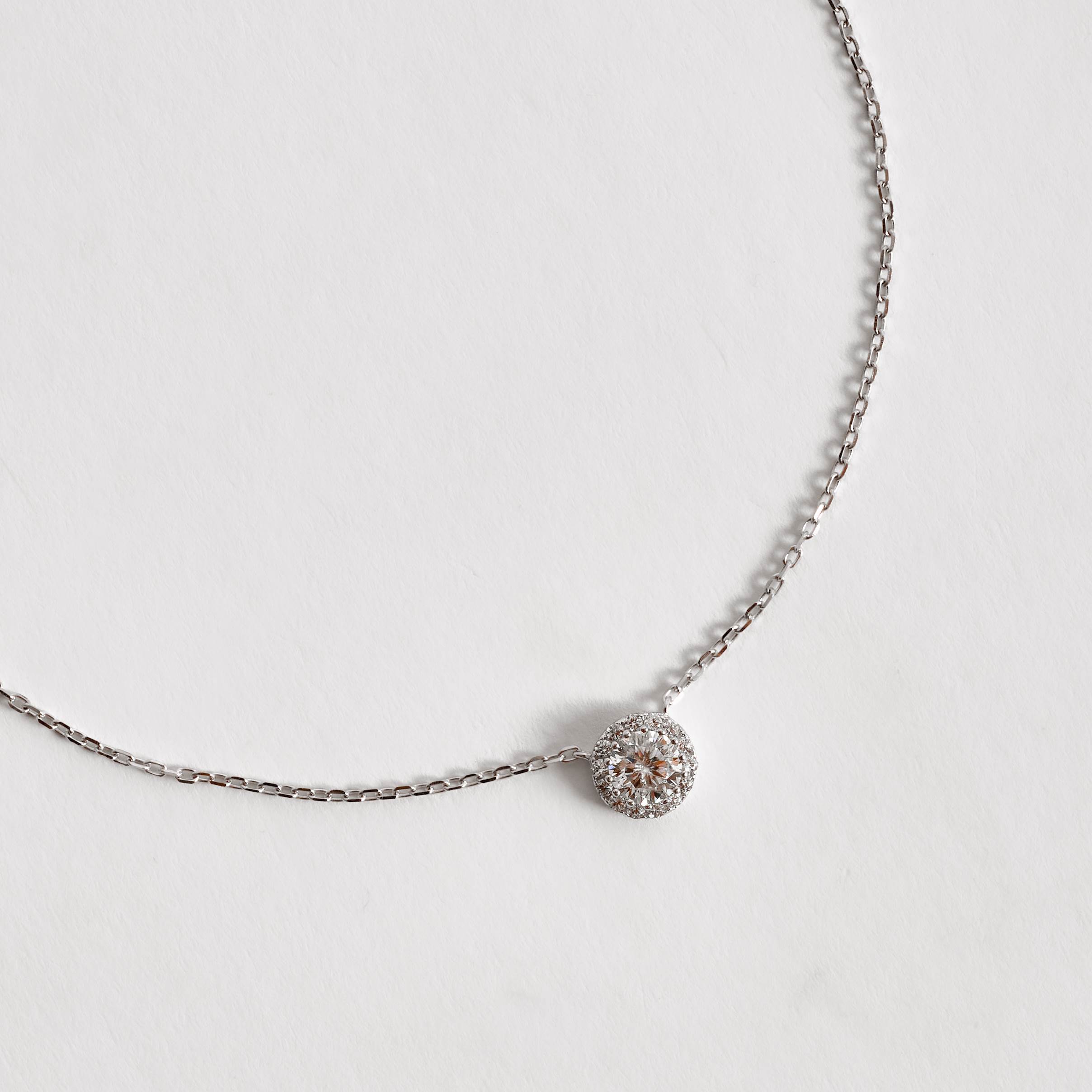 Colar entremeio moissanite cristal 5mm com cravejado corrente cadeadinho 45cm ródio