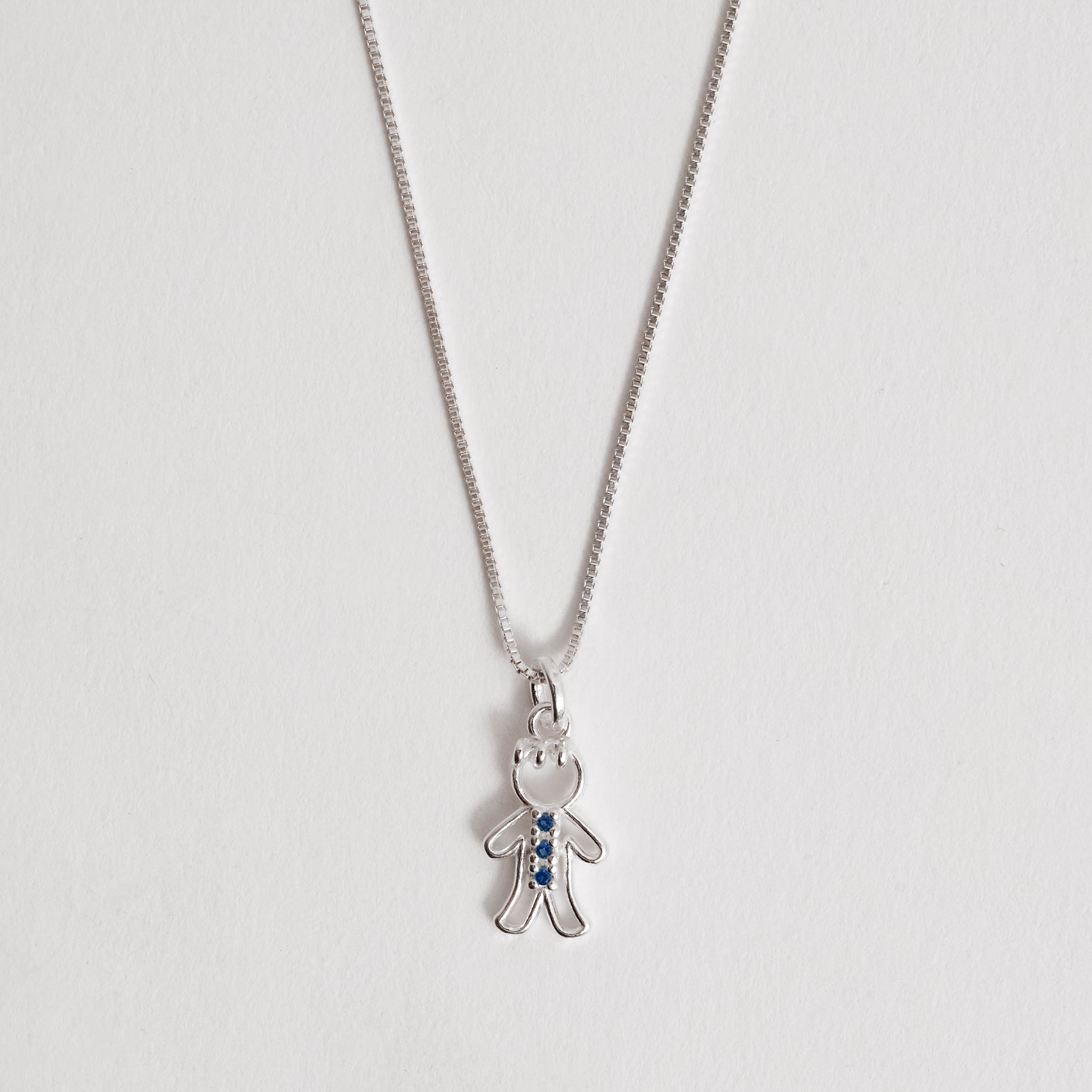 Imagem Colar pingente menino detalhe 3 zircônias azul 12mm 45cm