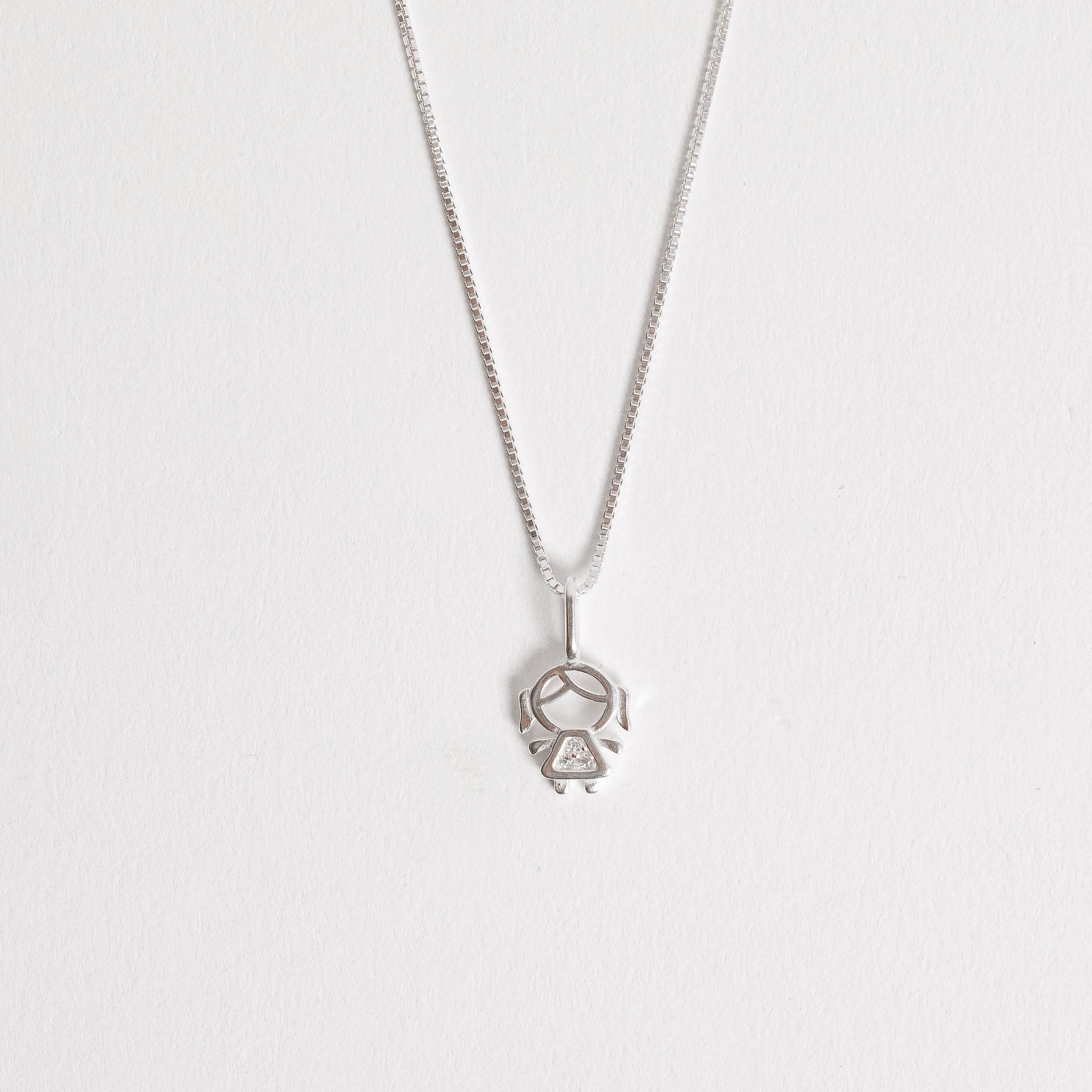 Imagem Colar pingente menina com zircônias 12mm 45cm