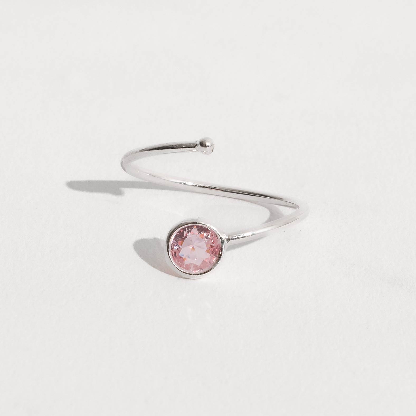 Imagem Anel bola e zircônia rosa 5mm regulável P