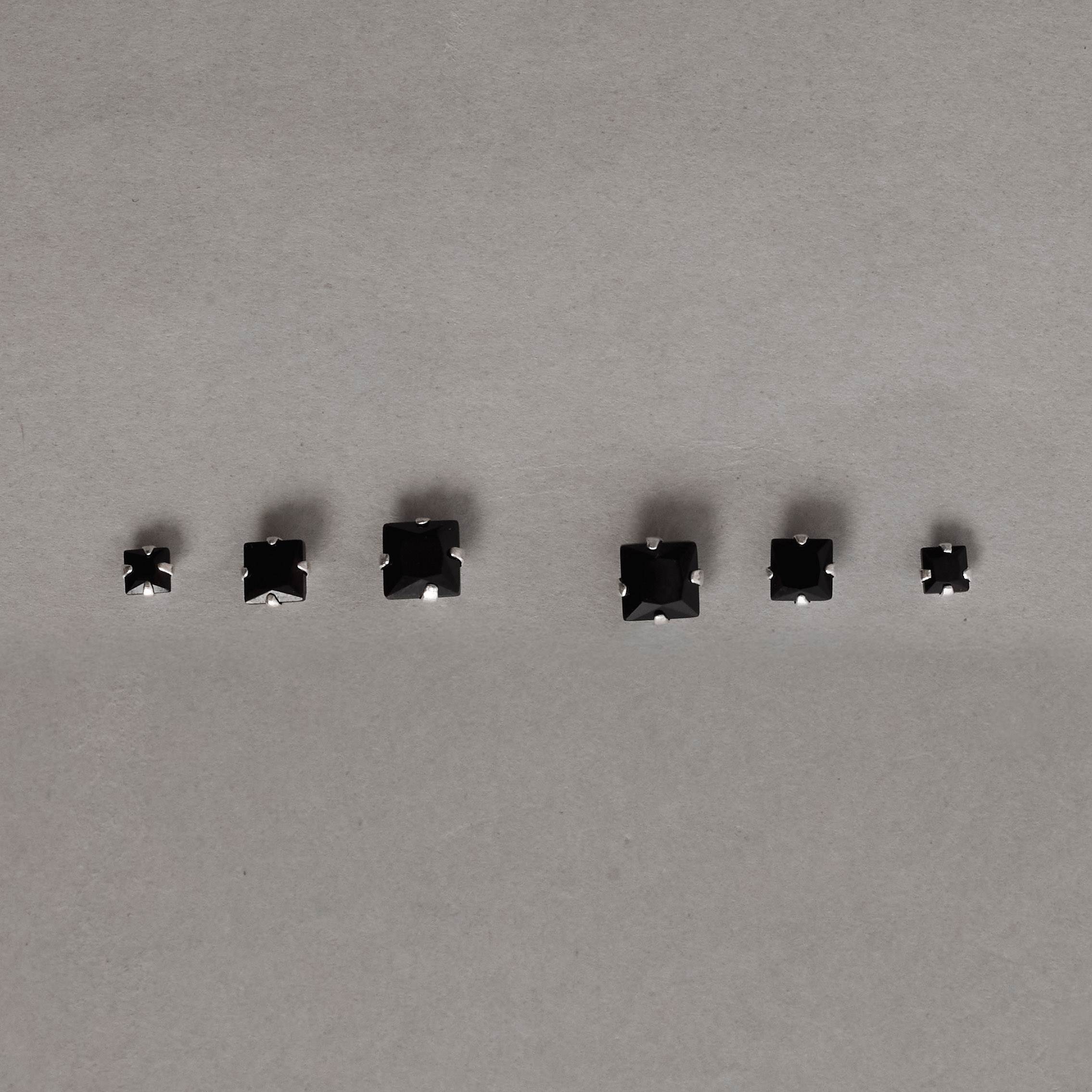 Imagem Secundária Trio zircônias quadradas 3, 4 e 5mm ônix