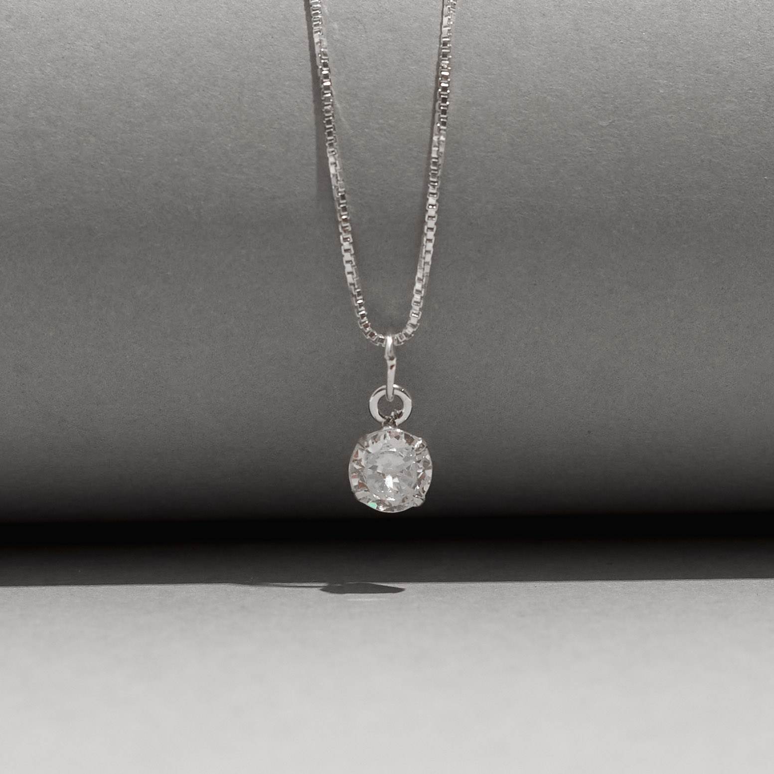 Imagem Secundária Colar pingente zircônia redonda cristal 5mm 40cm