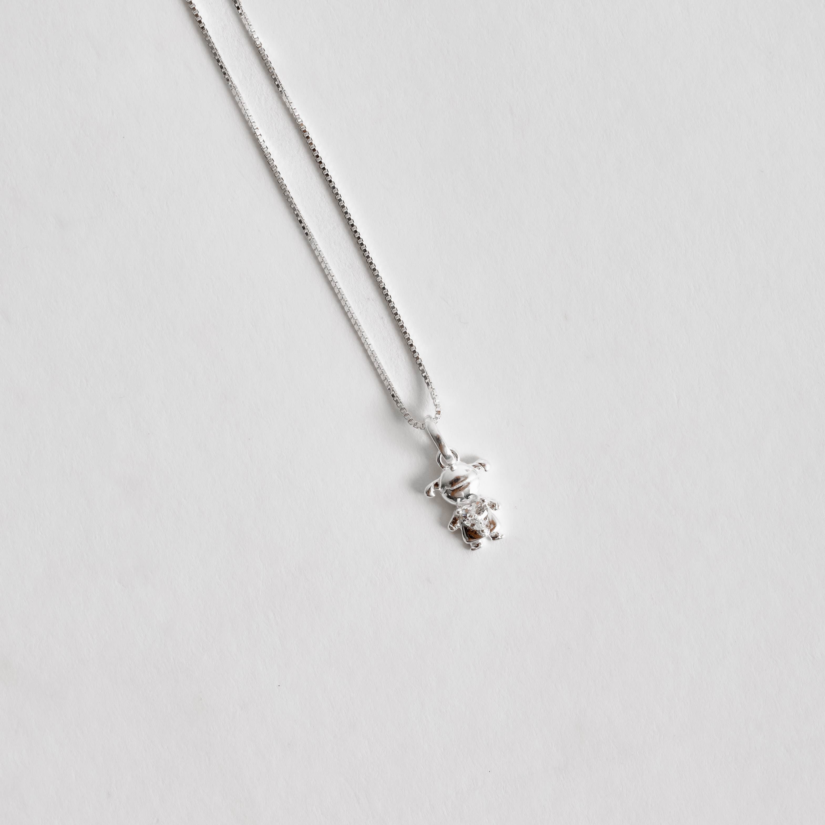 Colar pingente menina com zircônia coração 9mm 40cm