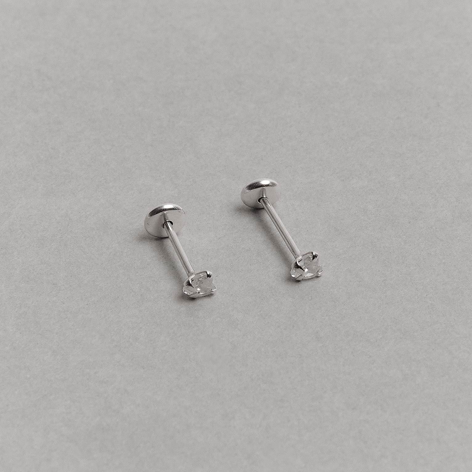 Imagem Secundária Brinco infantil zircônia coração 3mm tarraxa baby
