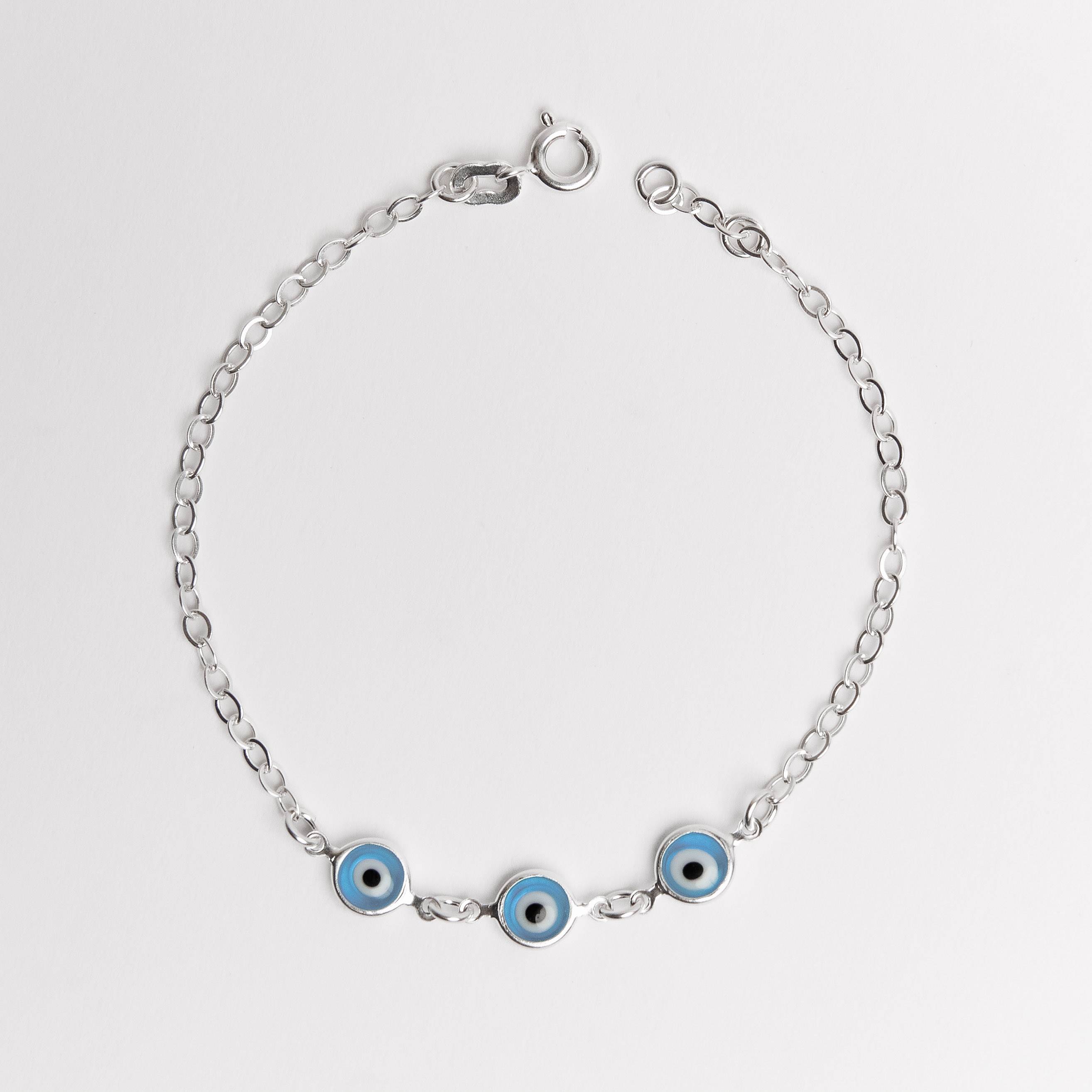 Imagem Pulseira entremeios olho grego azul 7mm