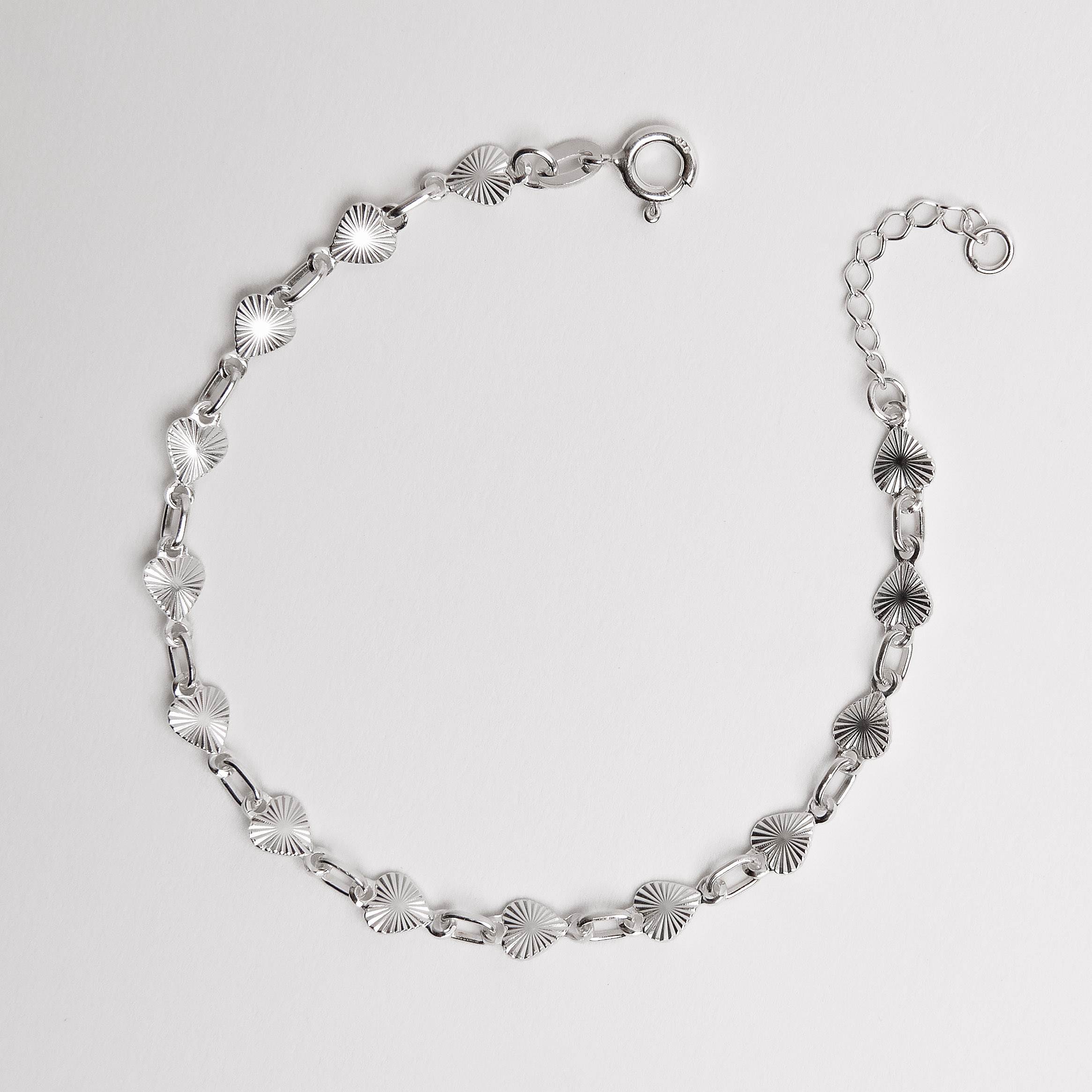 Pulseira entremeio corações com vinco 5mm