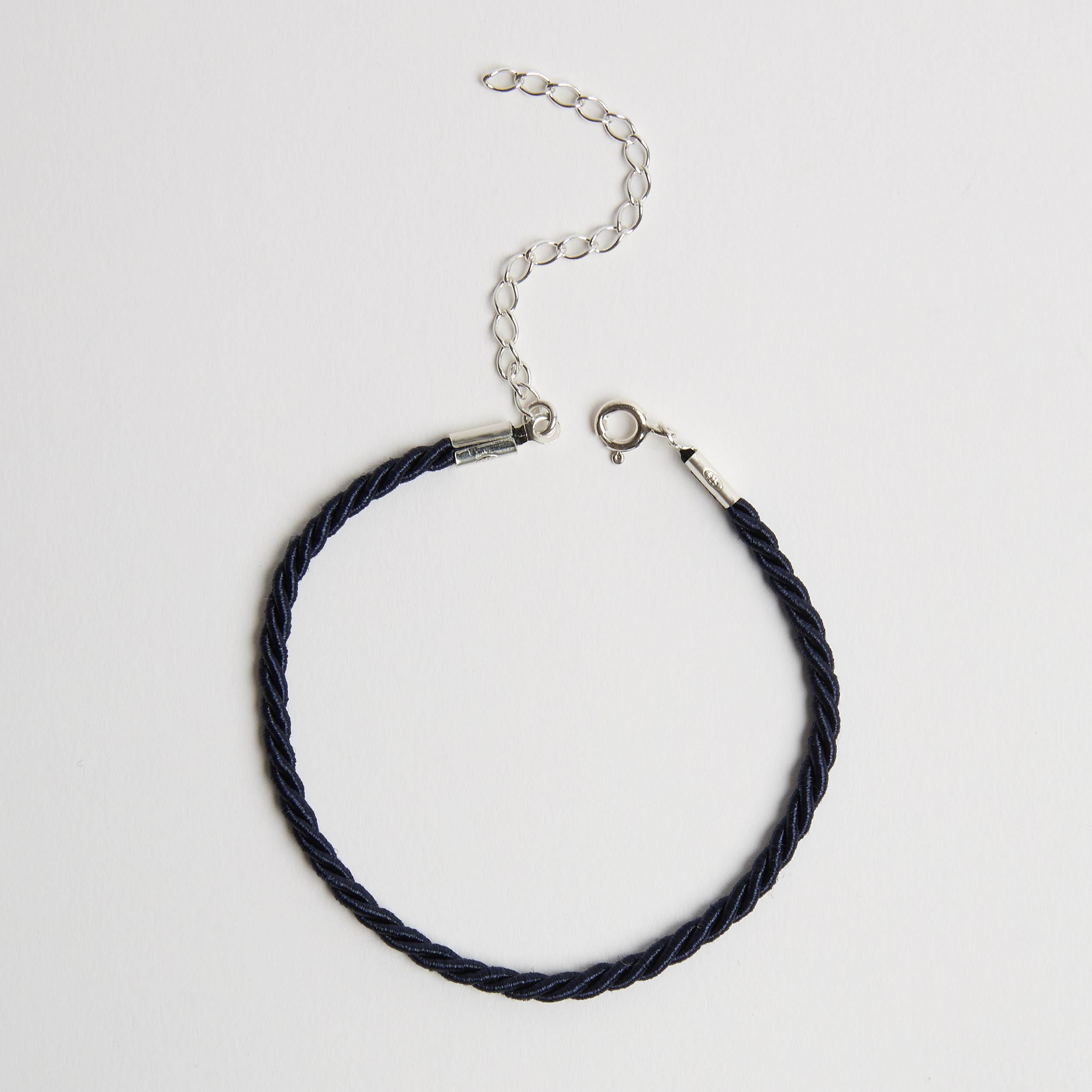 Imagem Pulseira cordão trançado azul marinho 2mm 16cm com alongadora