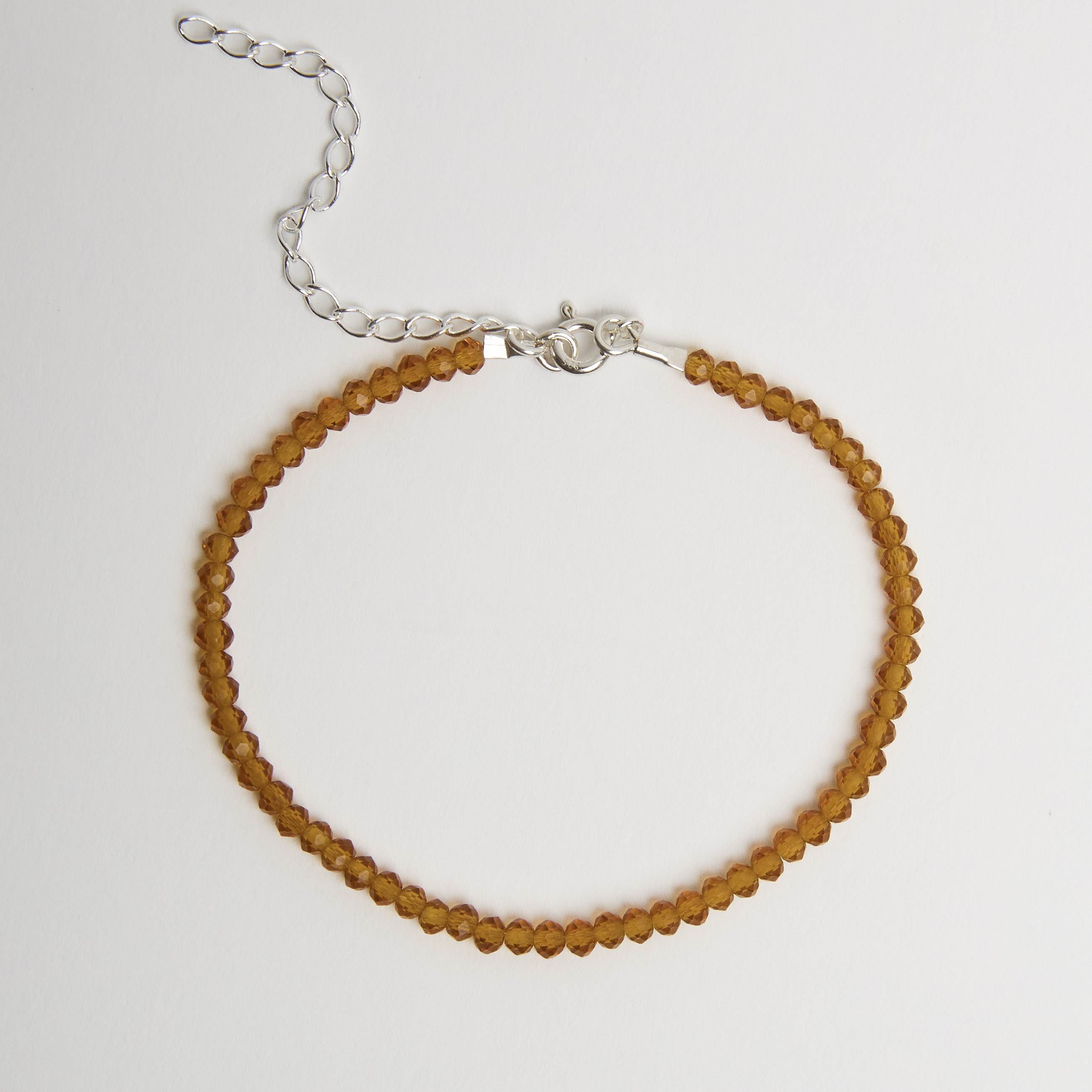 Imagem Pulseira cristal mostarda 3mm 16cm com alongadora