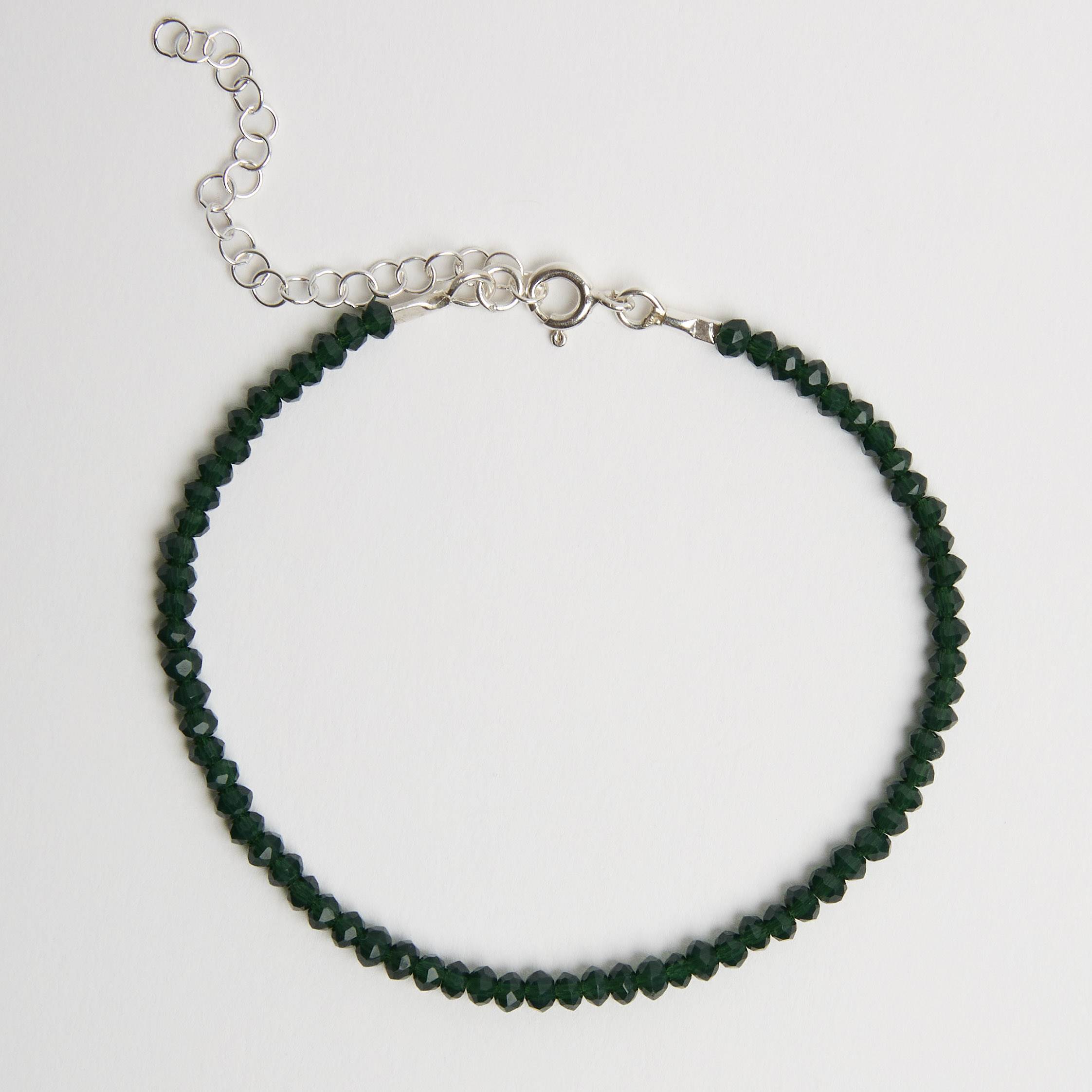 Imagem Pulseira cristal verde escuro 3mm 16cm com alongadora
