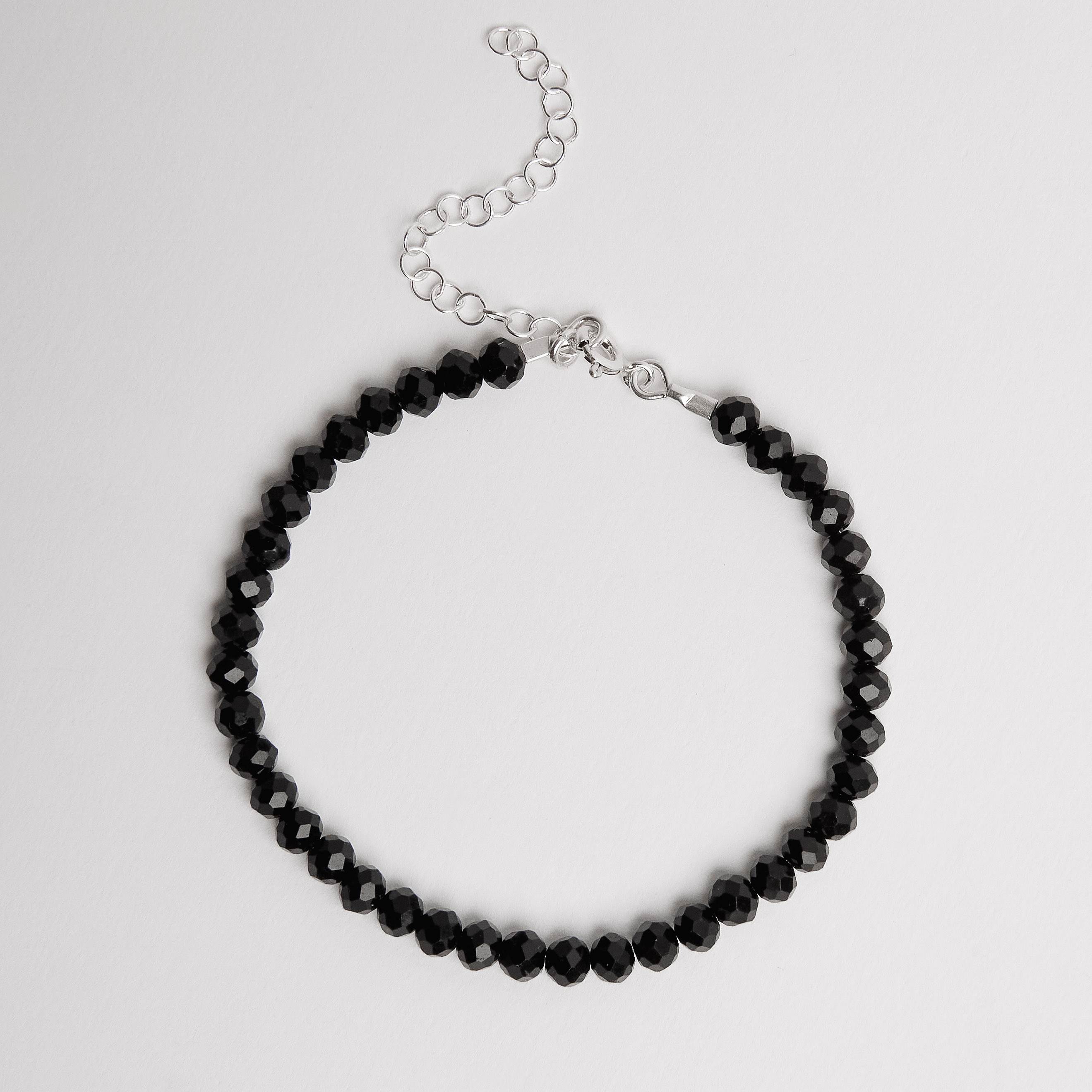Imagem Pulseira cristal preto 4mm 16cm com alongadora