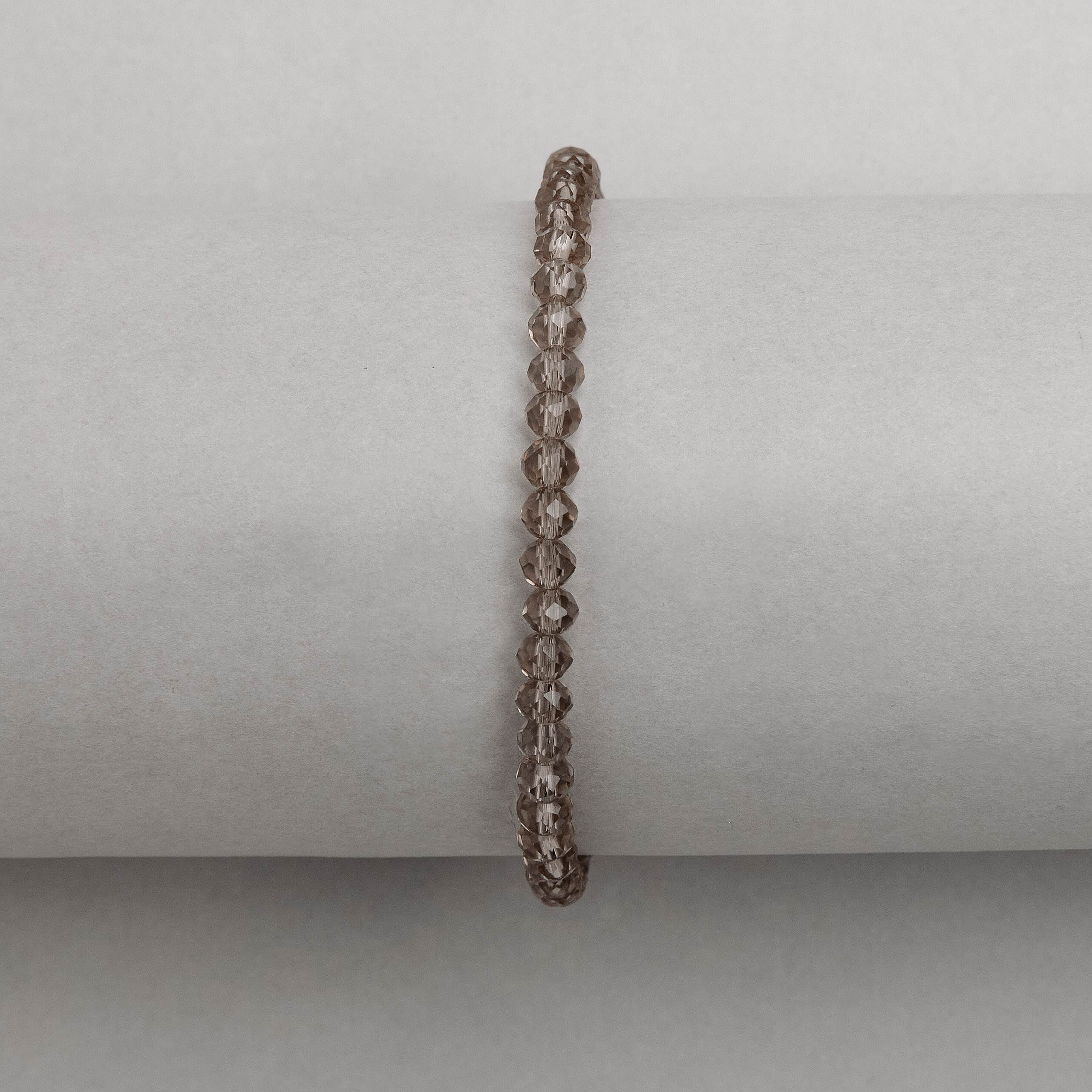 Imagem Secundária Pulseira cristal fumê transparente 4mm 16cm com alongadora